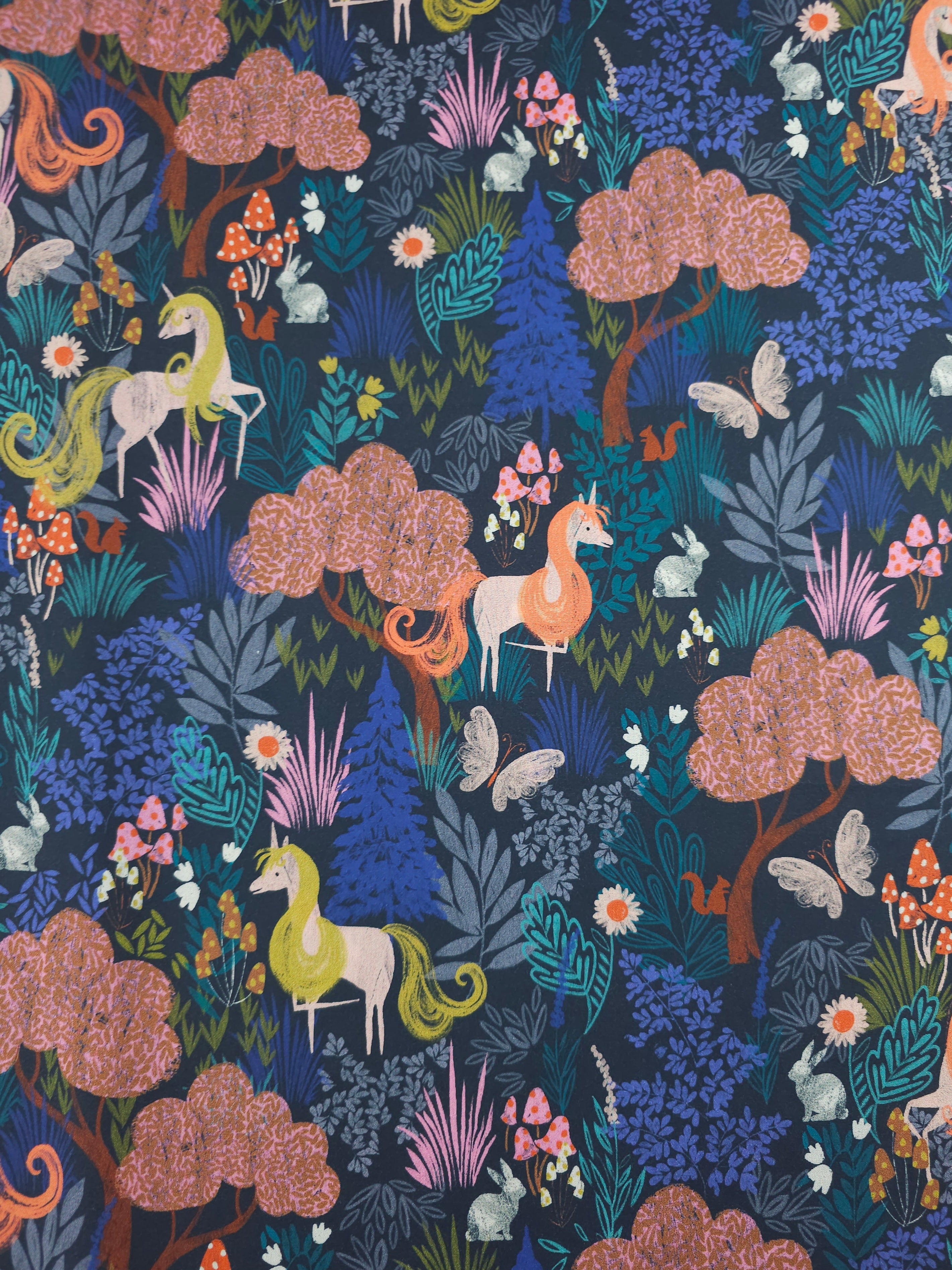 Midnight Unicorn Forest 100% Cotton 57"