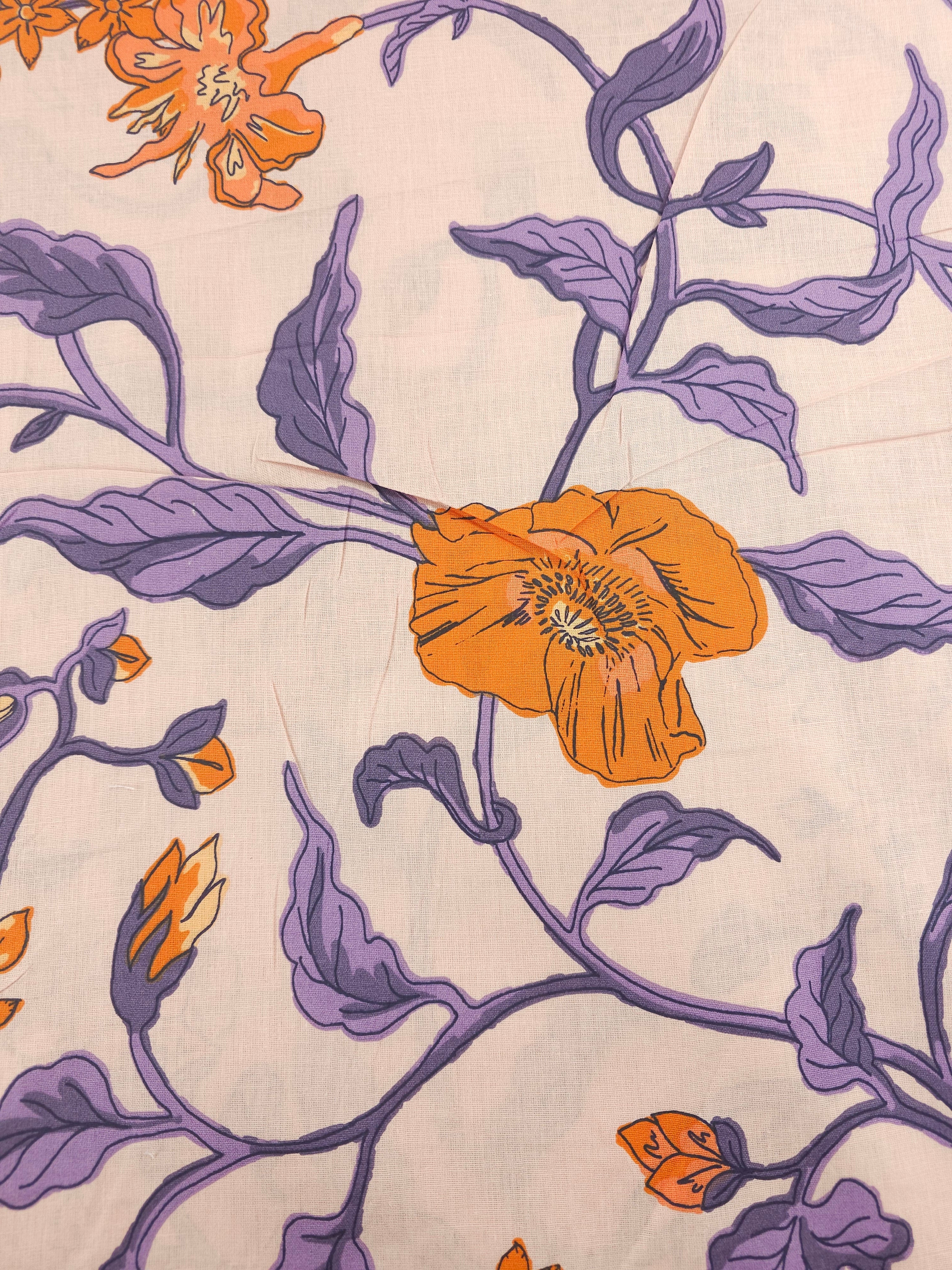 Peach Floral Vine 100% Cotton 94” - Urban Outfitters *EXTRA WIDE*