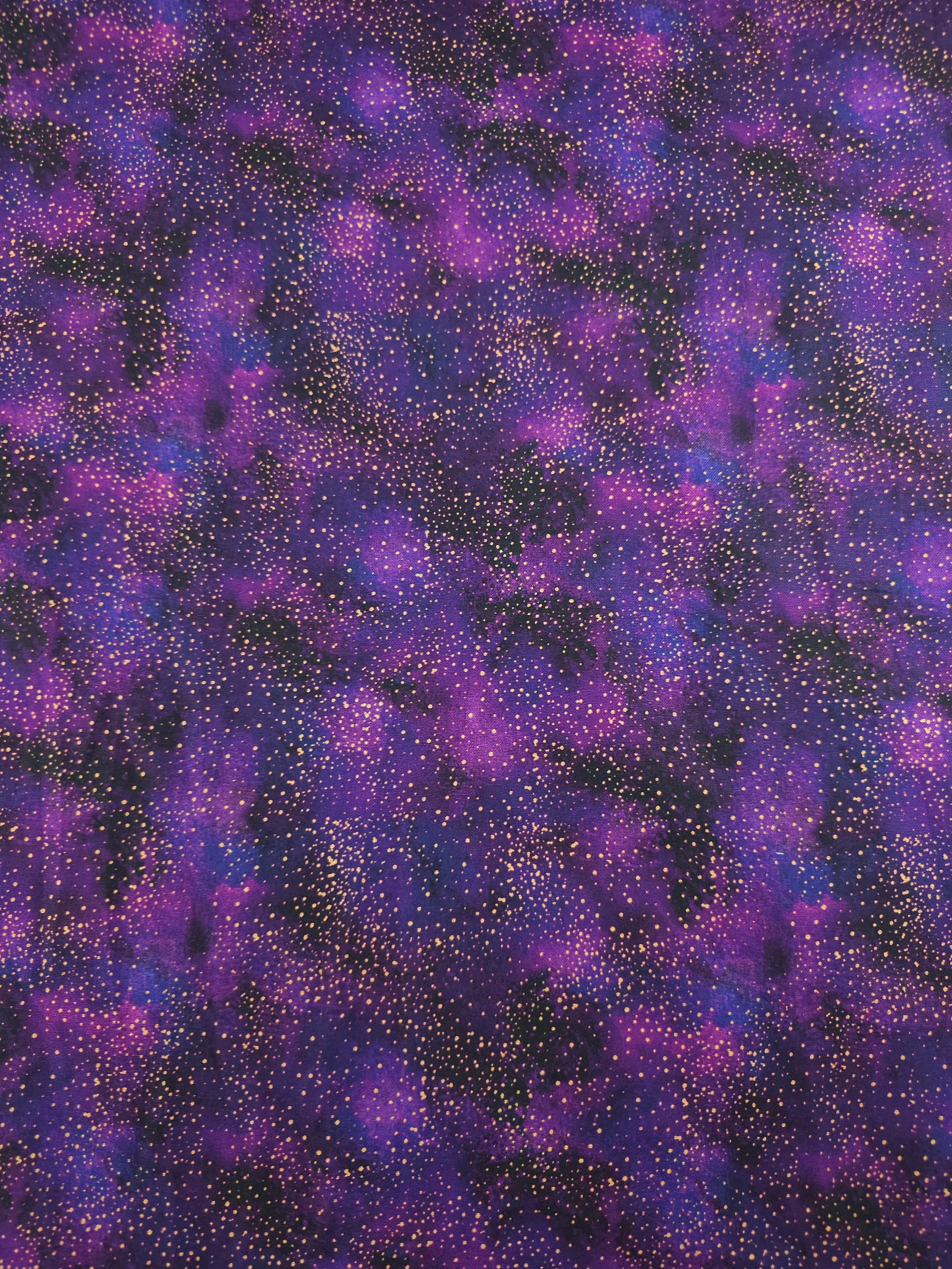 Midnight Purple/Gold Speckle Clouds 100% Cotton