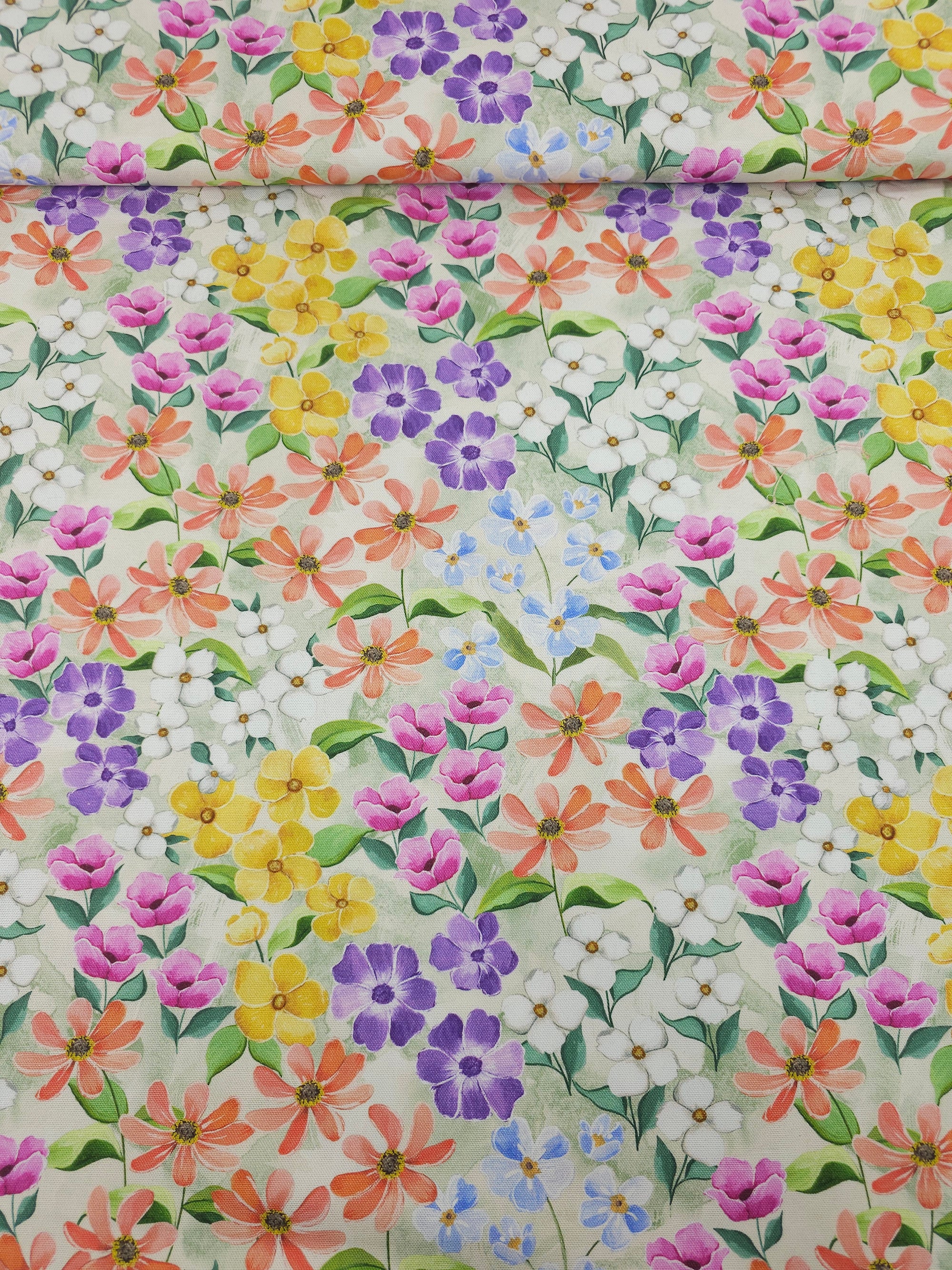 Summer Floral Meadow Lightweight Canvas Cotton