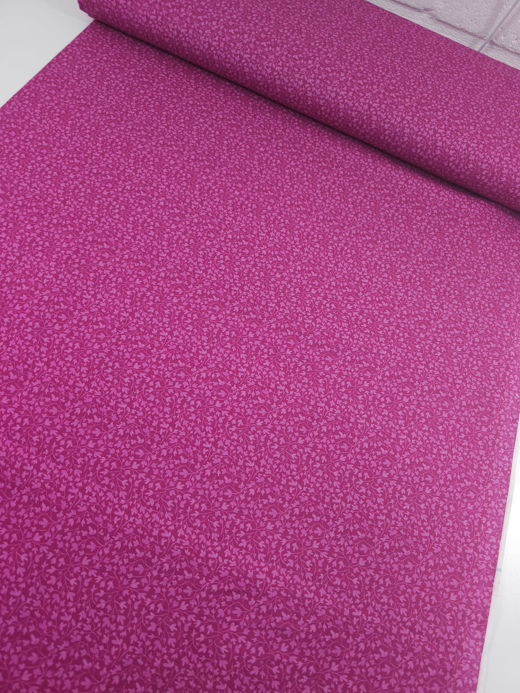 Magenta Ditsy Floral Twine 100% Cotton