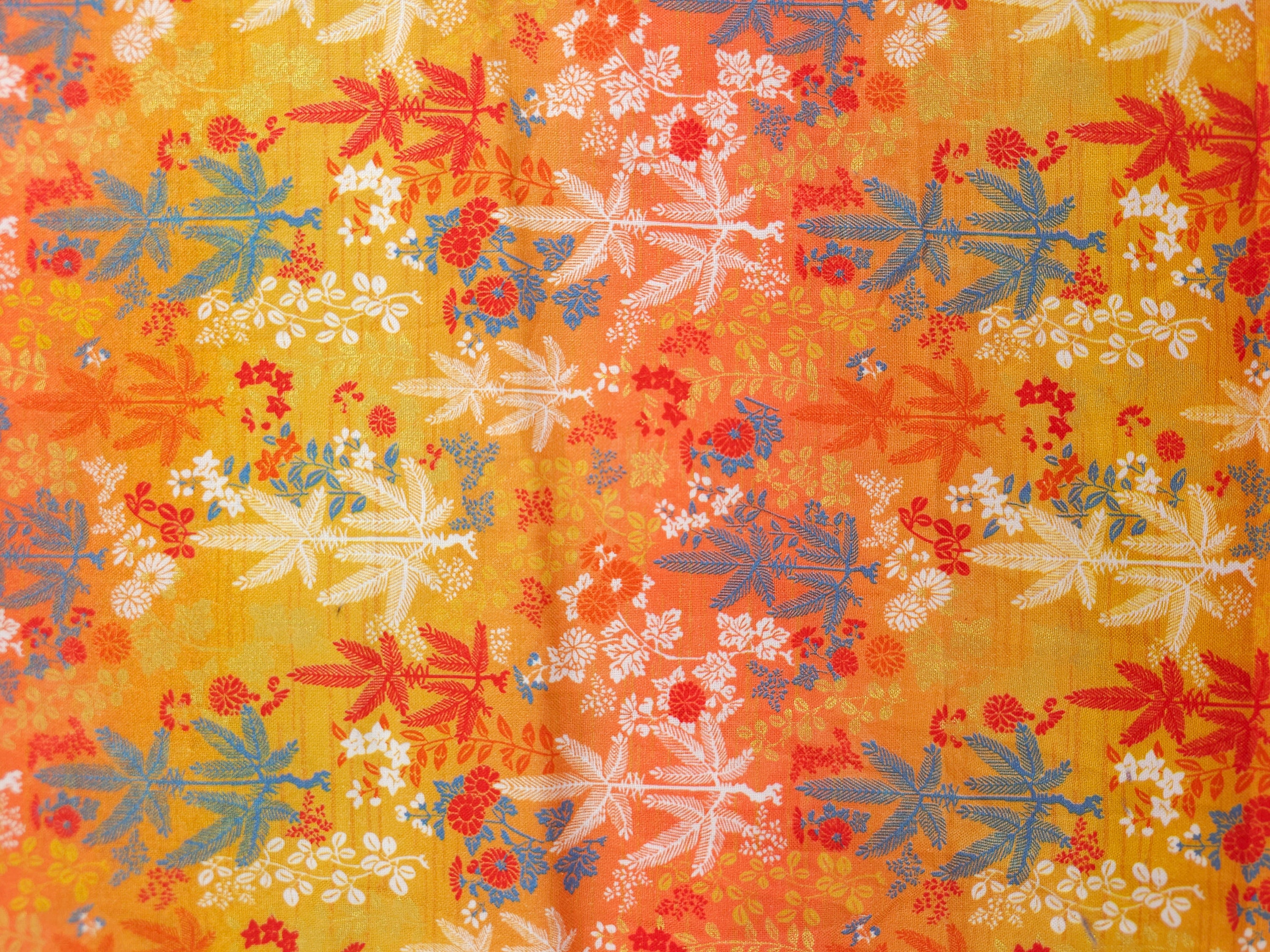 Orange Sunset Hemp Leaf 100% Cotton - 1.60m Piece