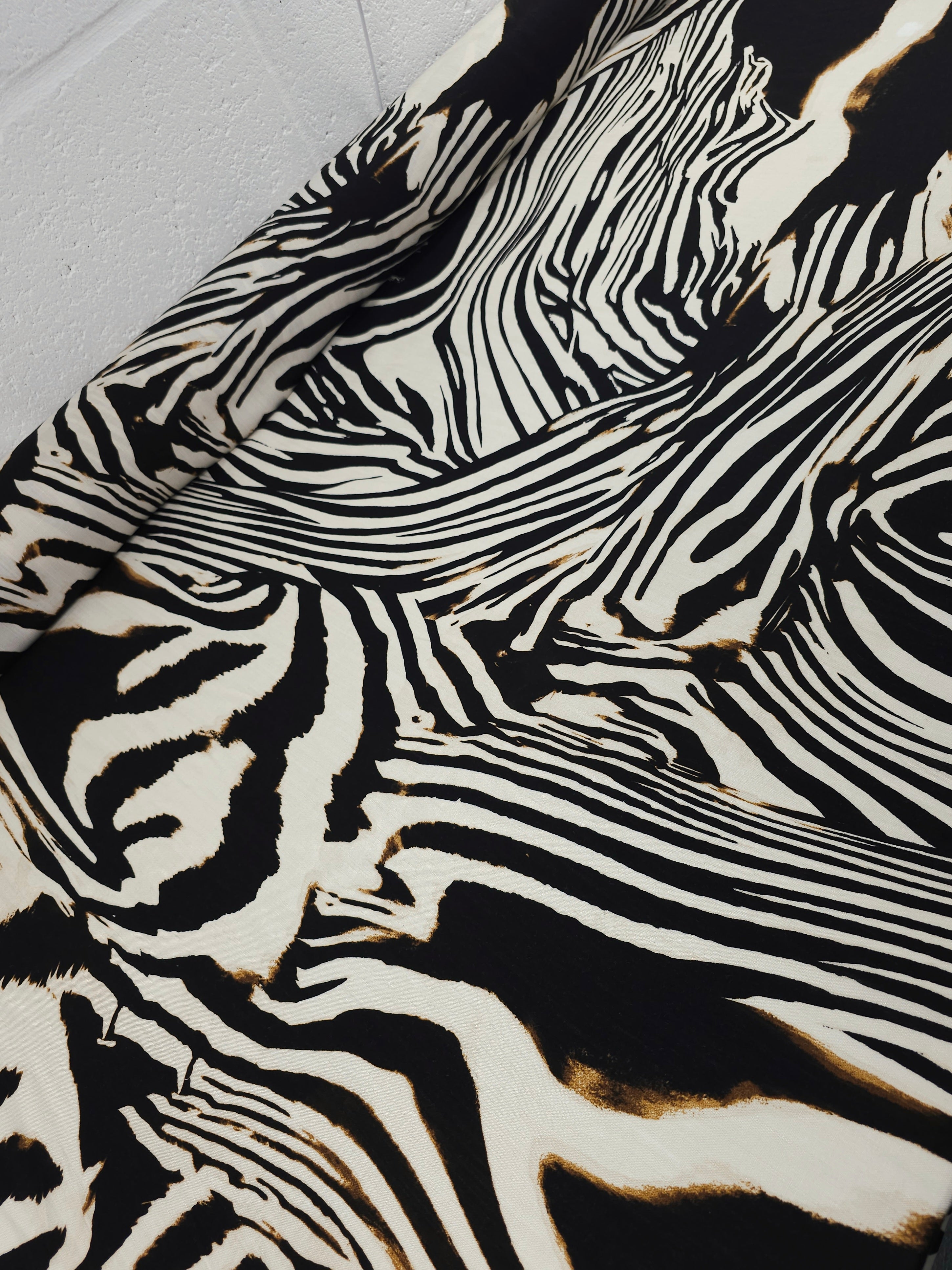 Cream/Black Abstract Zebra Burn Viscose