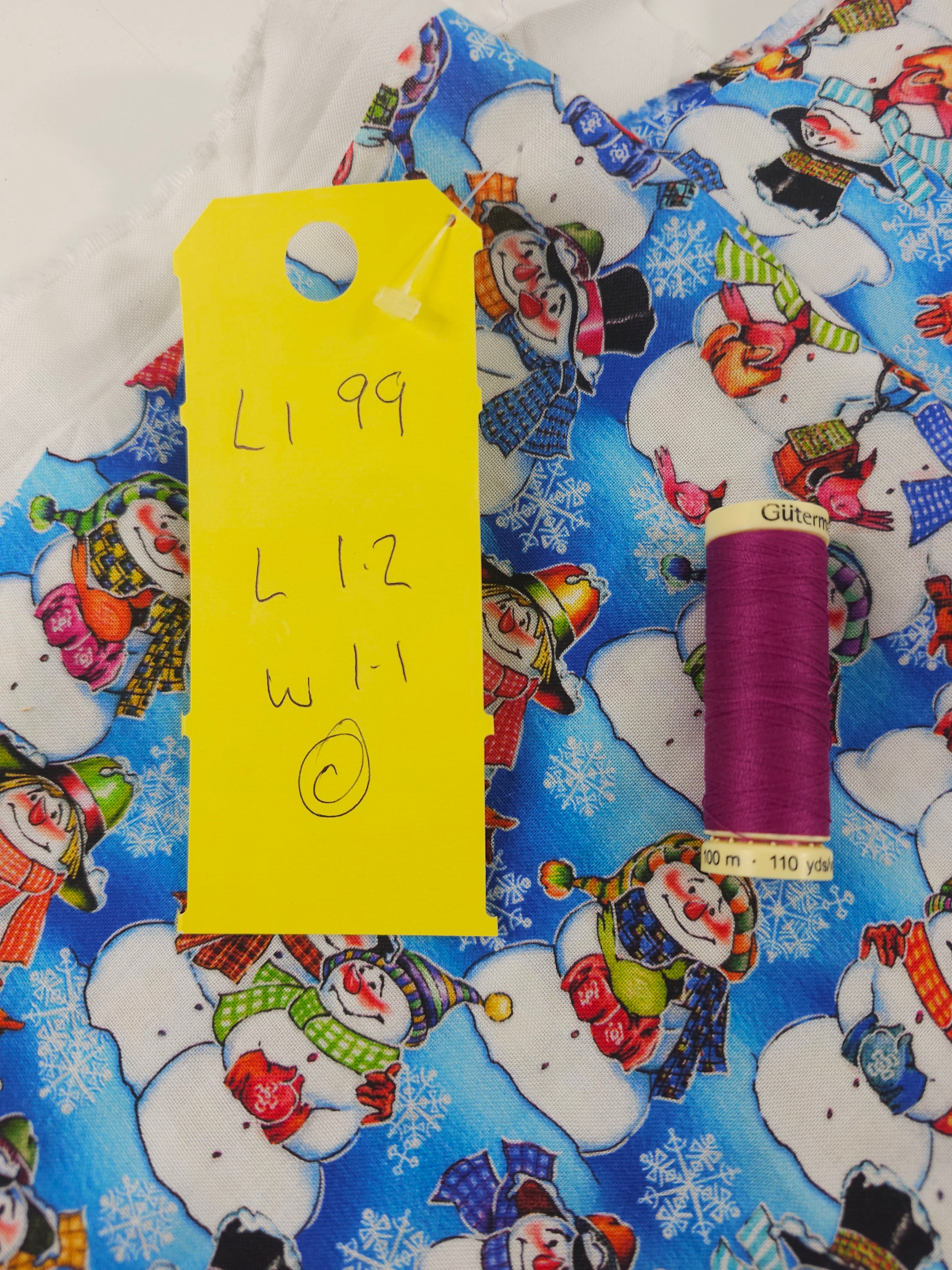 Happy snowman Cotton- 1.2m piece