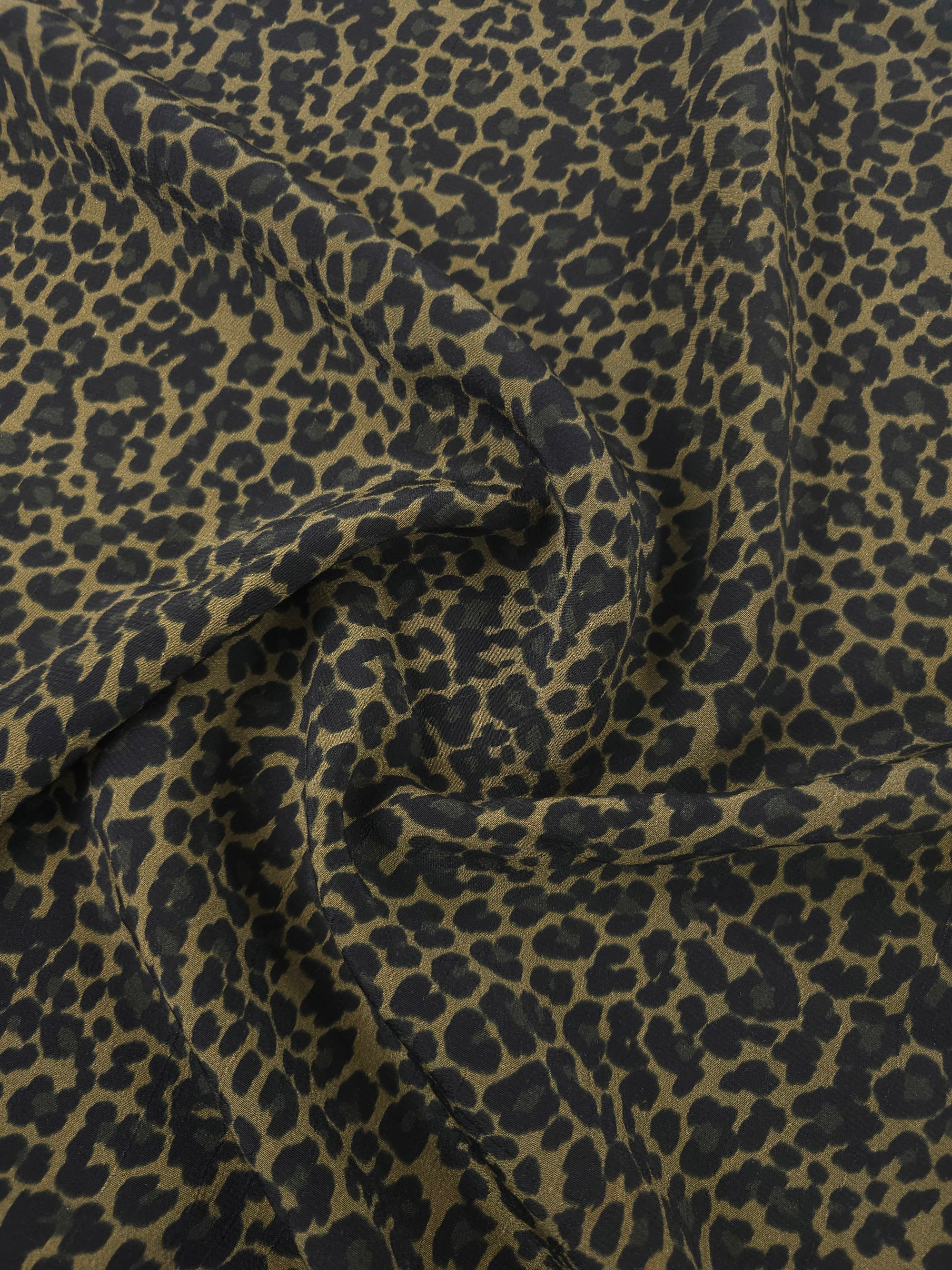 Moss Khaki Leopard Viscose Crepe