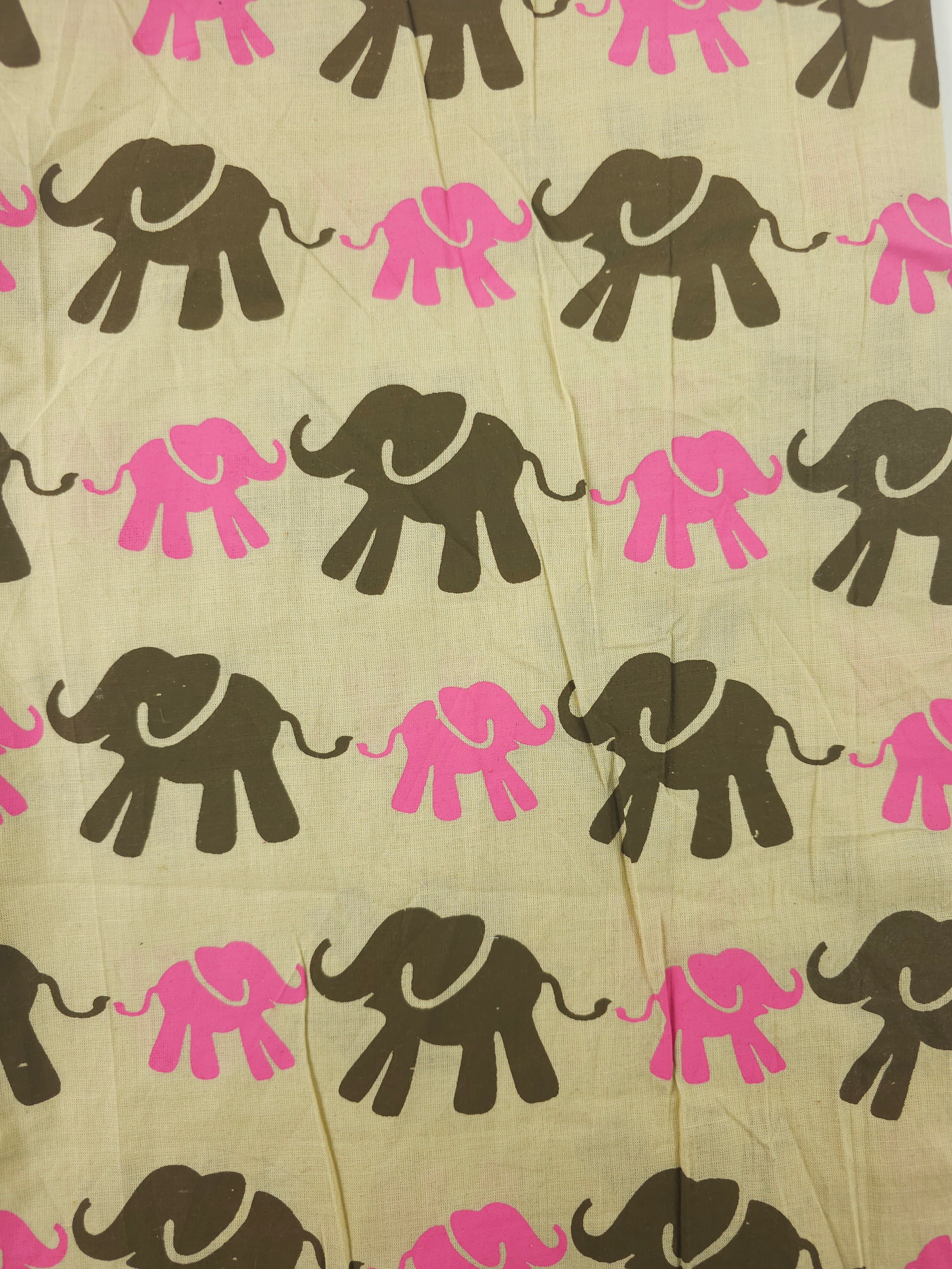 Olive pink elephant Cotton- 1.2m