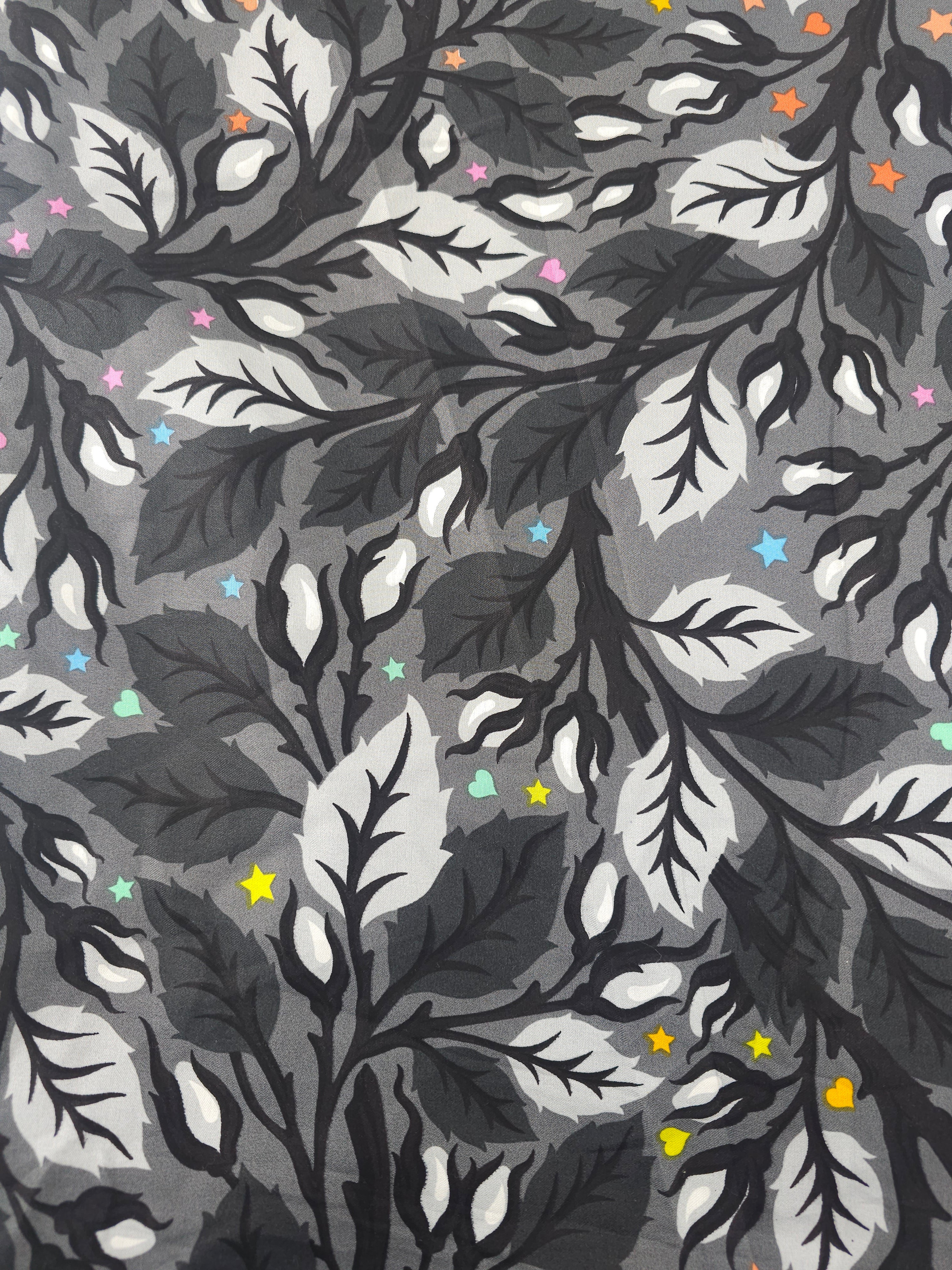 Silver rainbow thistle Cotton sateen- 4.5m piece