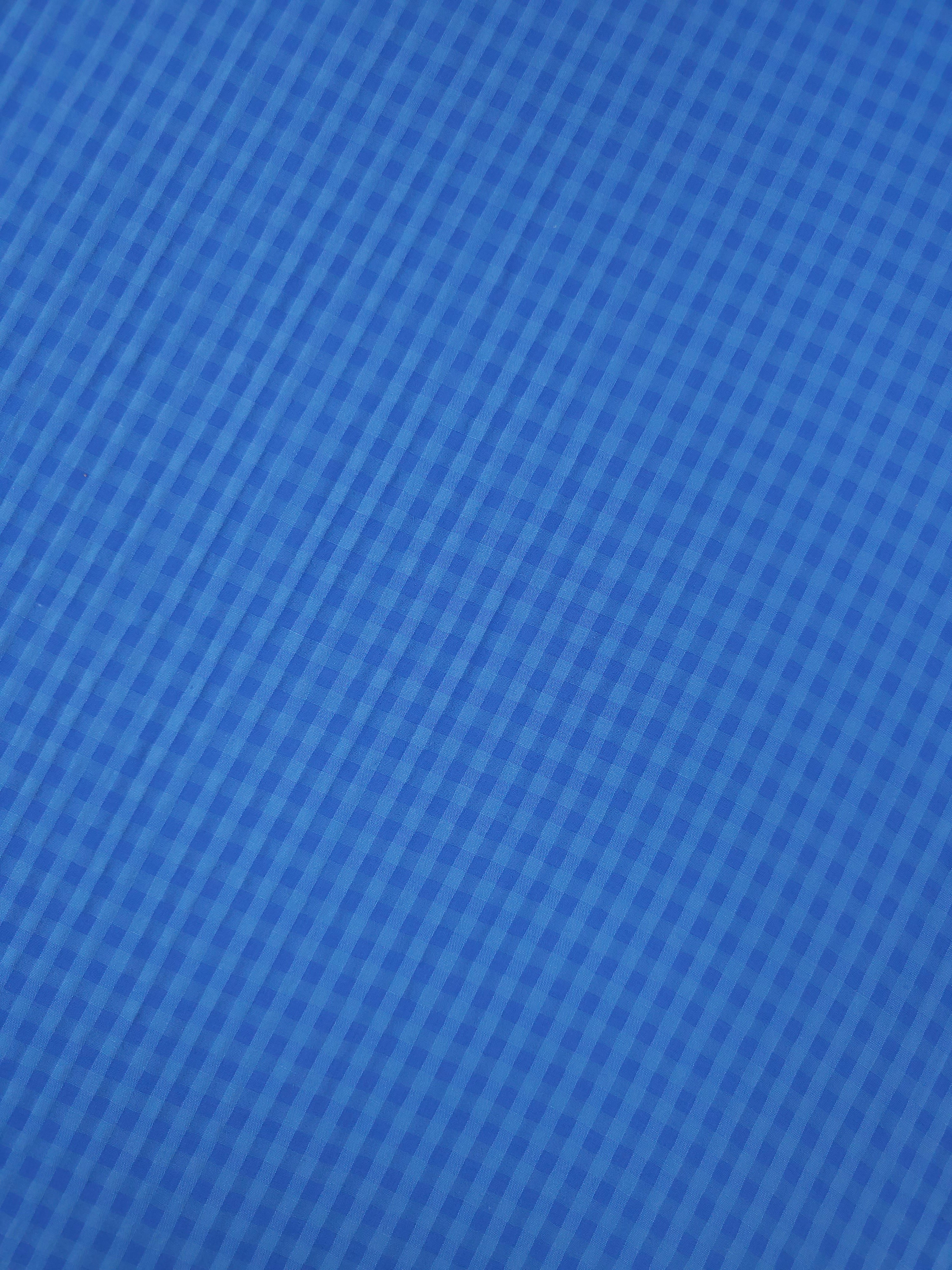 Cobalt Blue Gingham Viscose Cotton