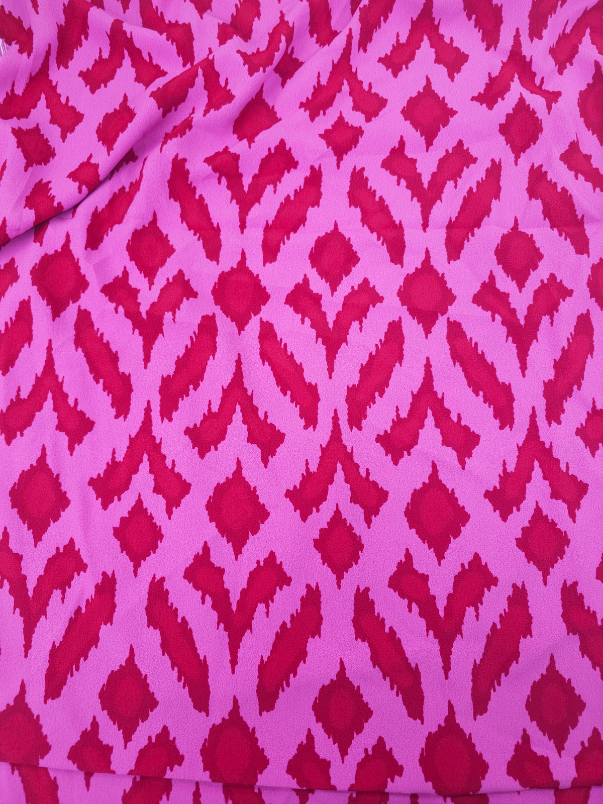 Bold pink red ikat poly crepe - 3m piece
