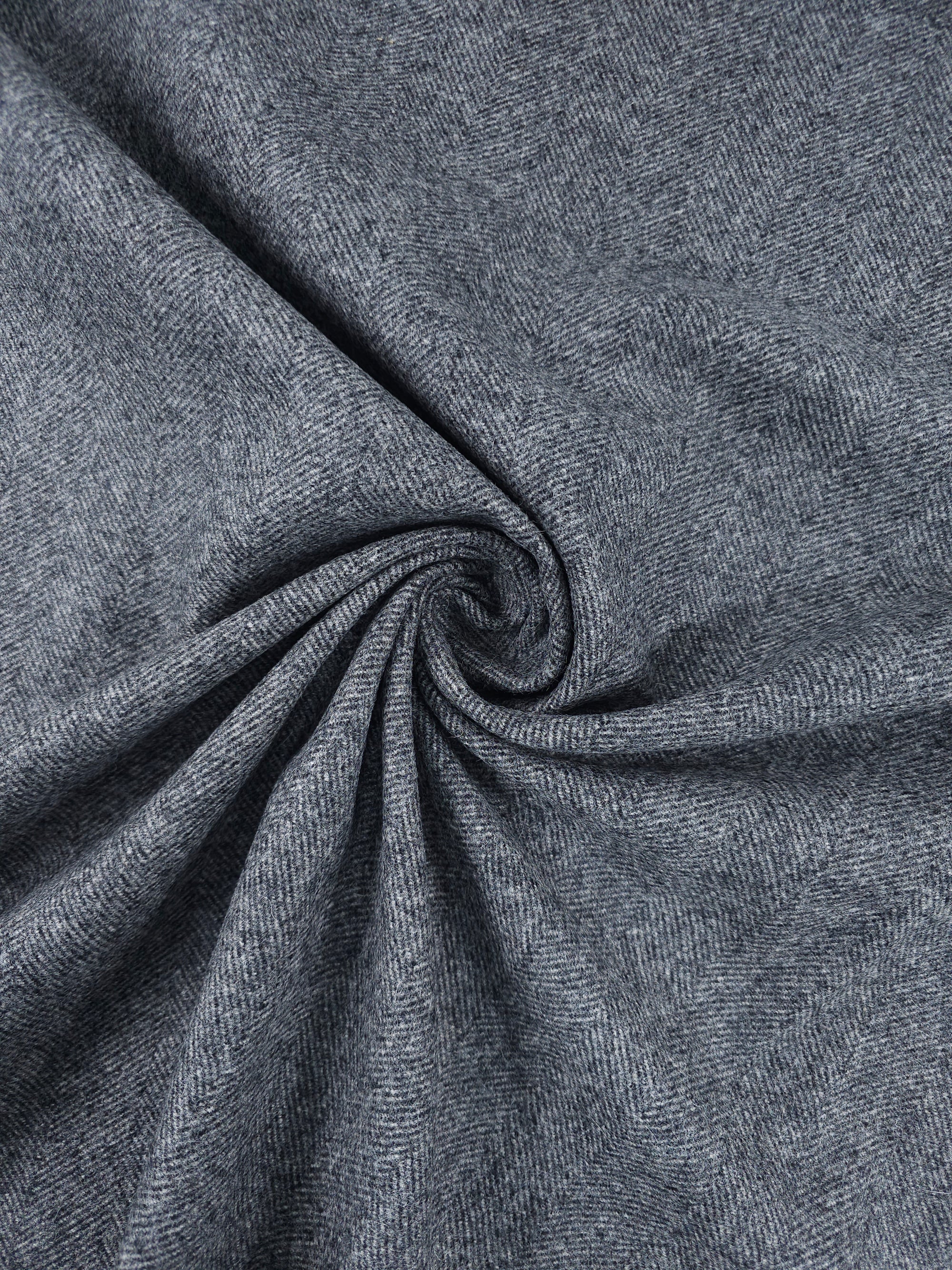 Grey Herringbone Mediumweight 100% Wool *ABRAHAM MOON*