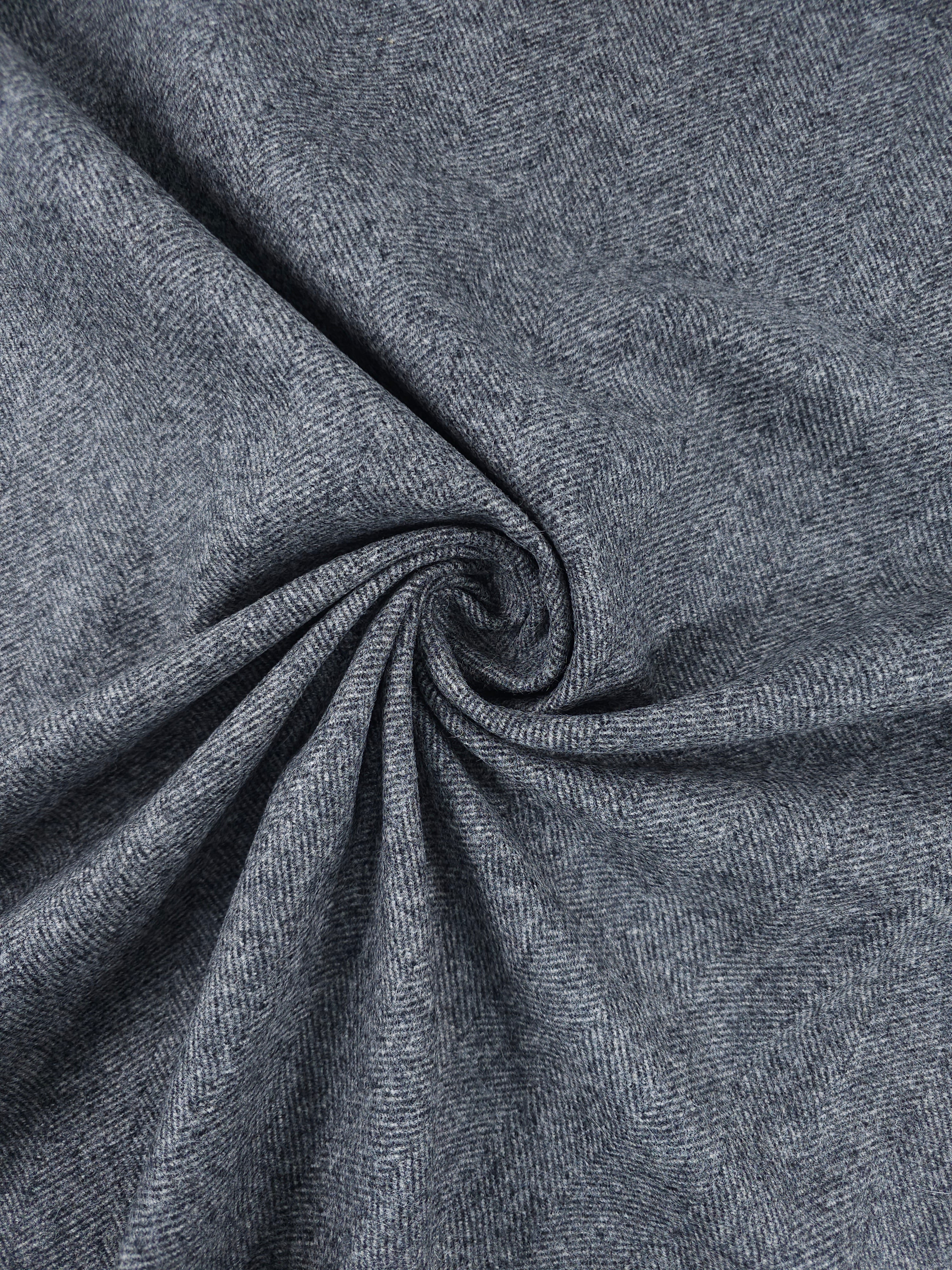 Grey Herringbone Mediumweight 100% Wool *ABRAHAM MOON*