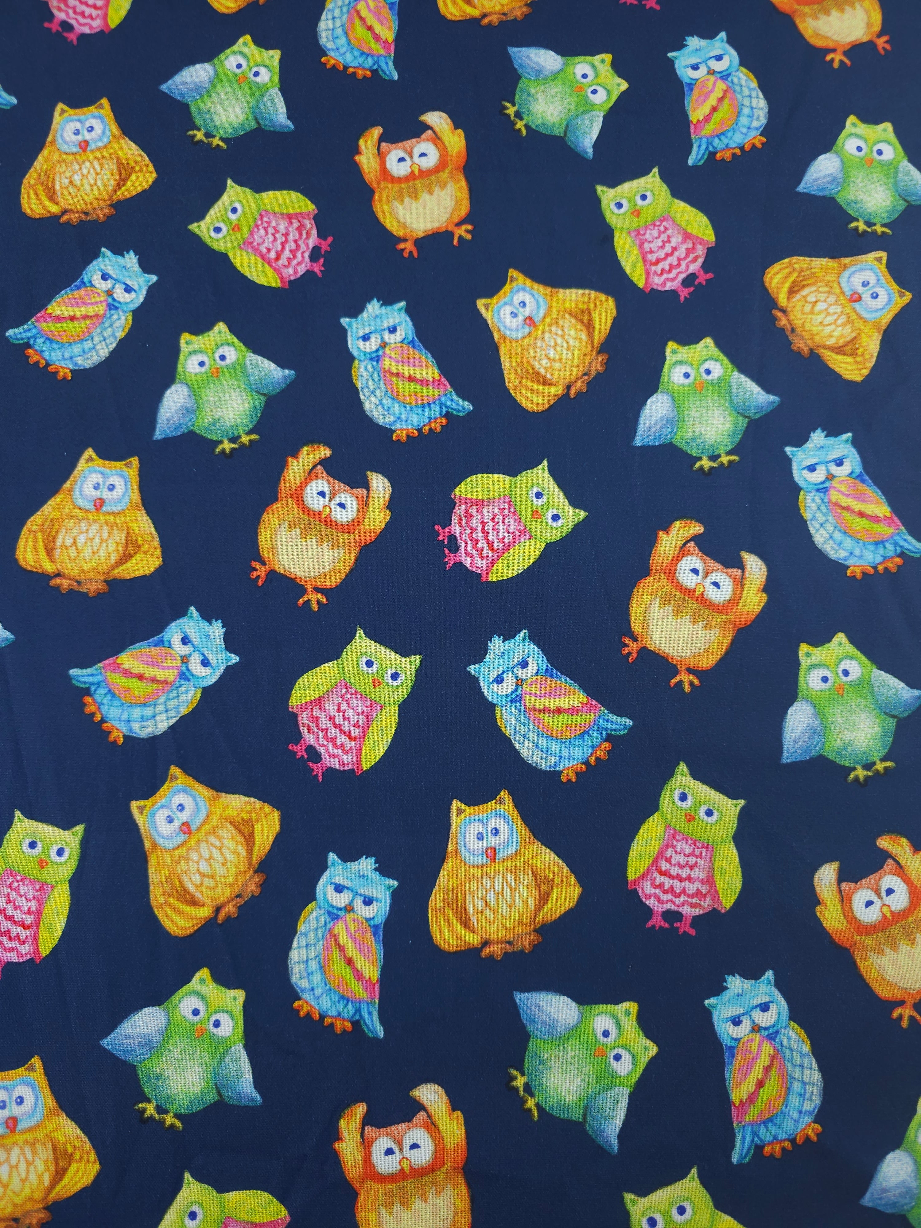 Expressionist Novelty Owls 100% Cotton