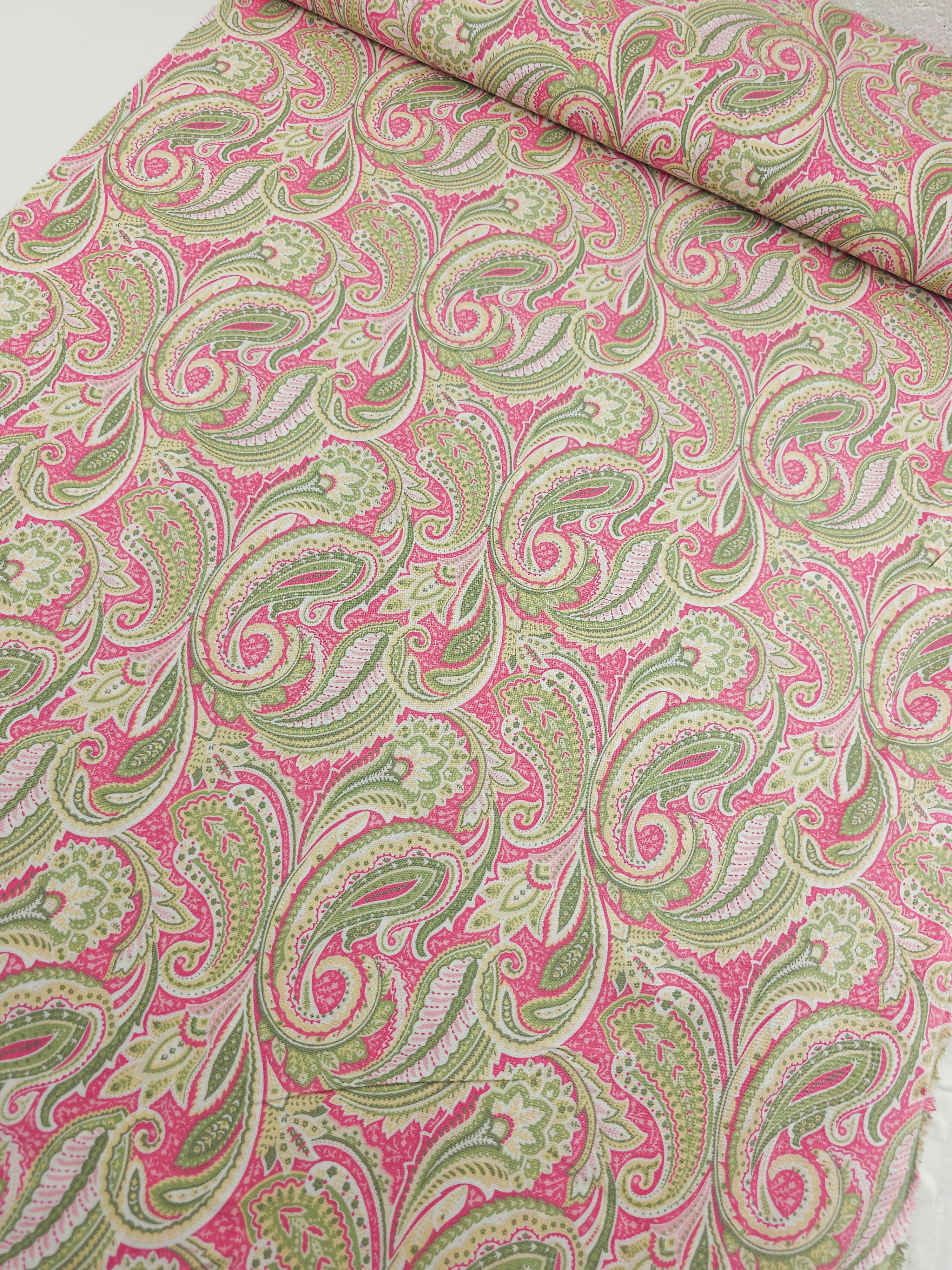 Pink/Sage Paisley 100% Cotton