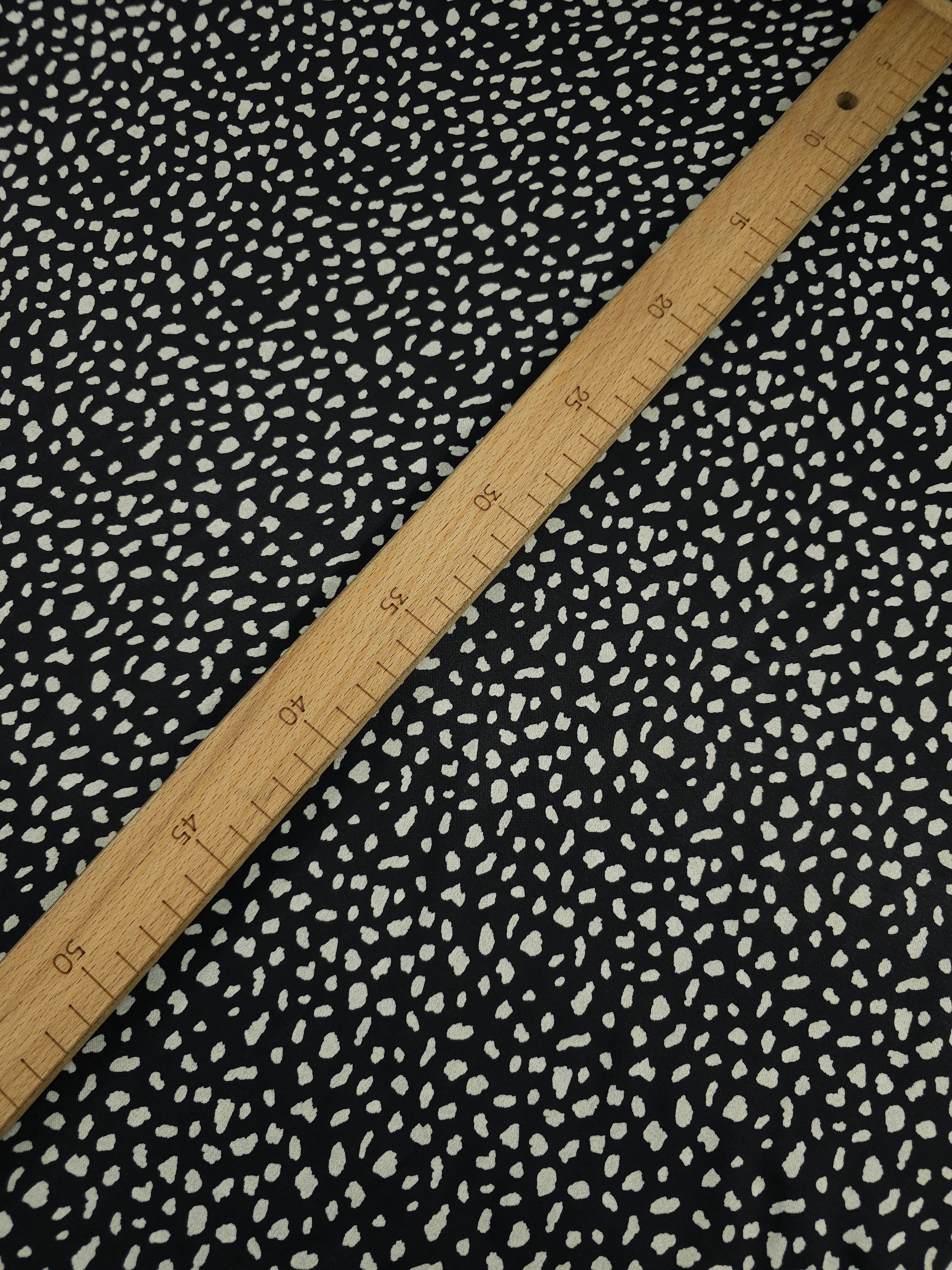 Black/Ivory Irregular Spot Viscose Satin