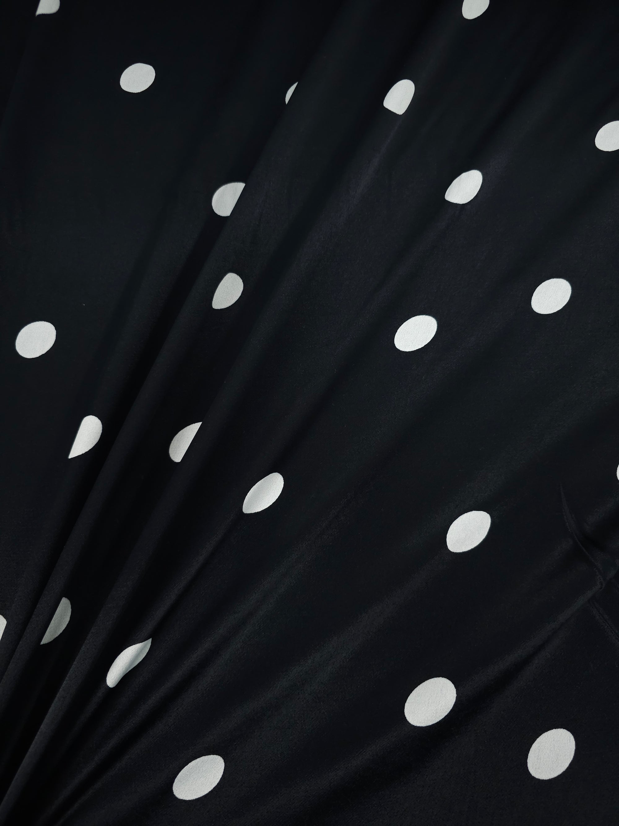 Black/White Polka Spot Viscose Satin