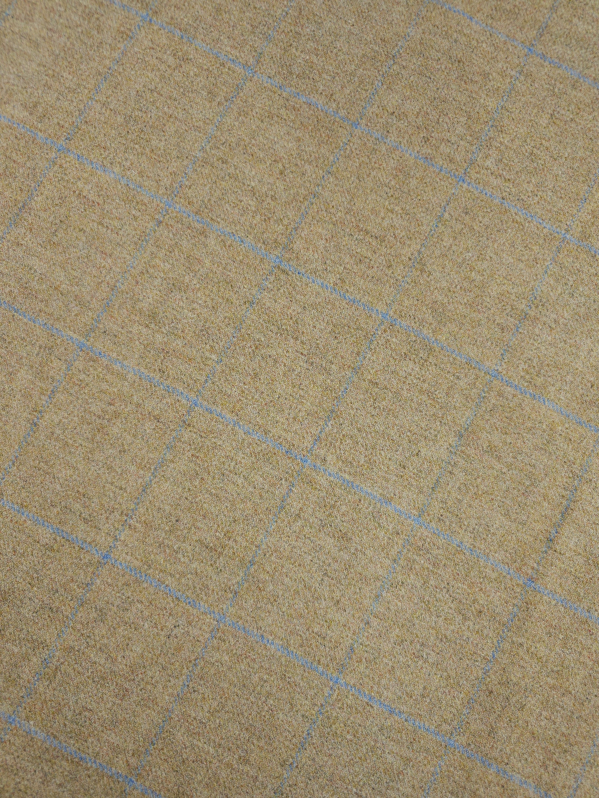 Warm Beige/Blue Speckle Square Check Soft 100% Wool *ABRAHAM MOON*