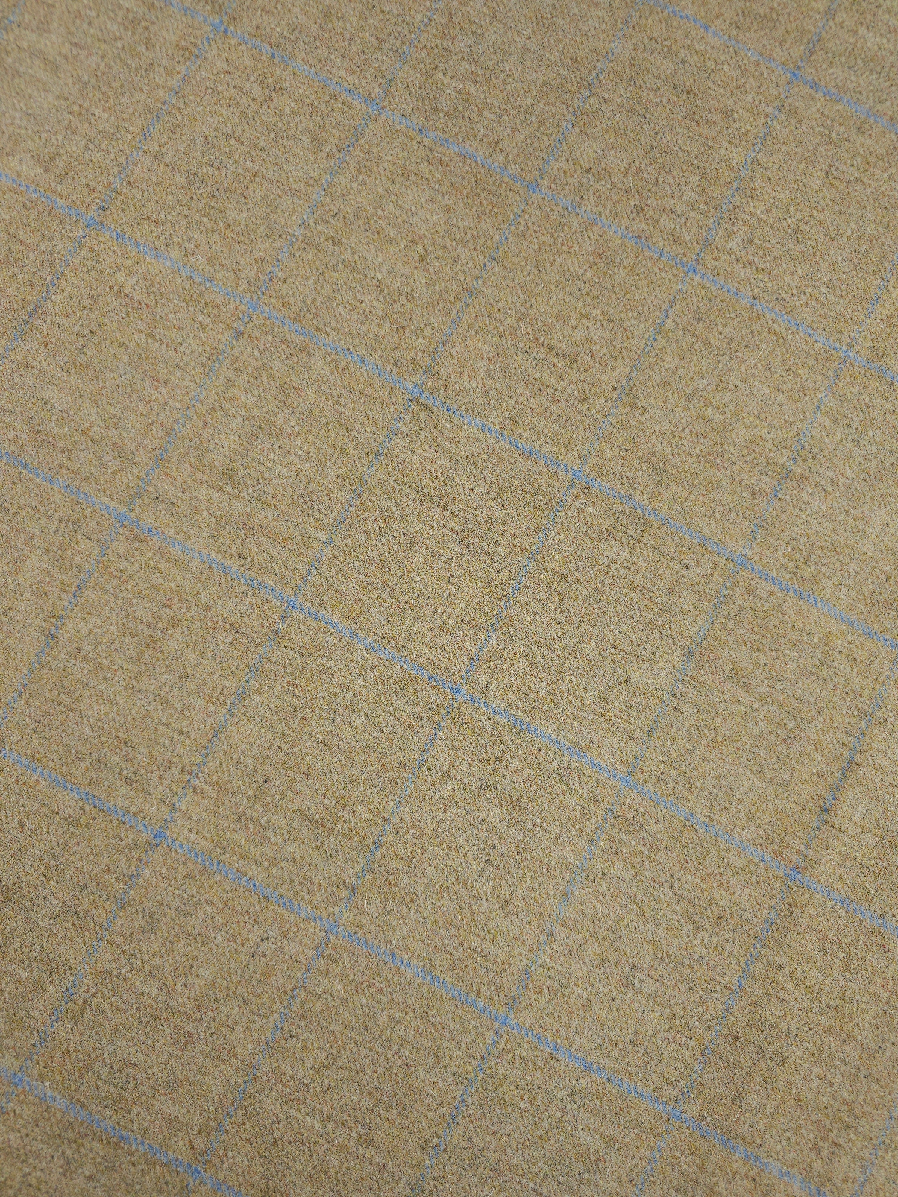 Warm Beige/Blue Speckle Square Check Soft 100% Wool *ABRAHAM MOON*