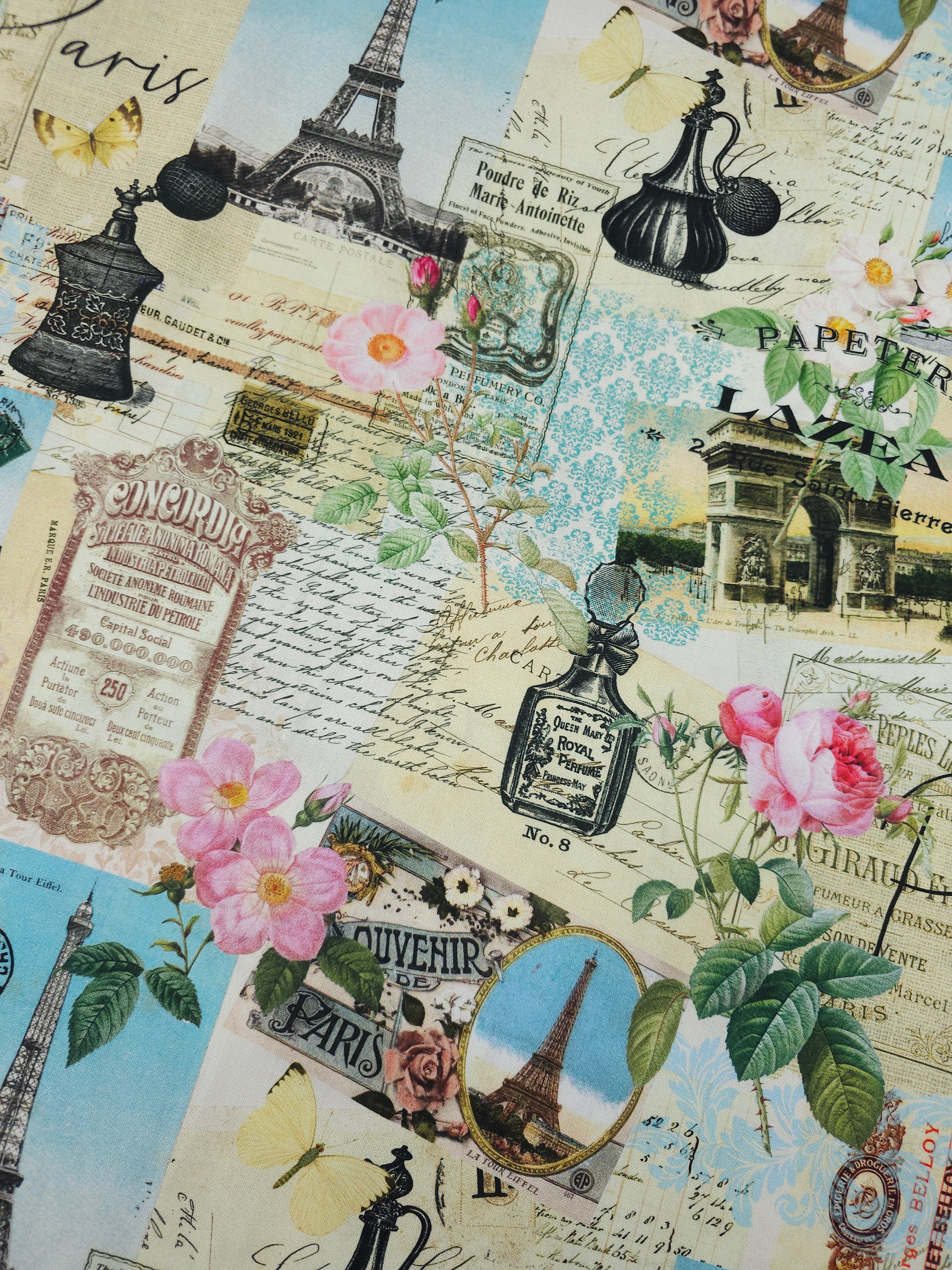 Belle Fleur Paris Collage 100% Cotton