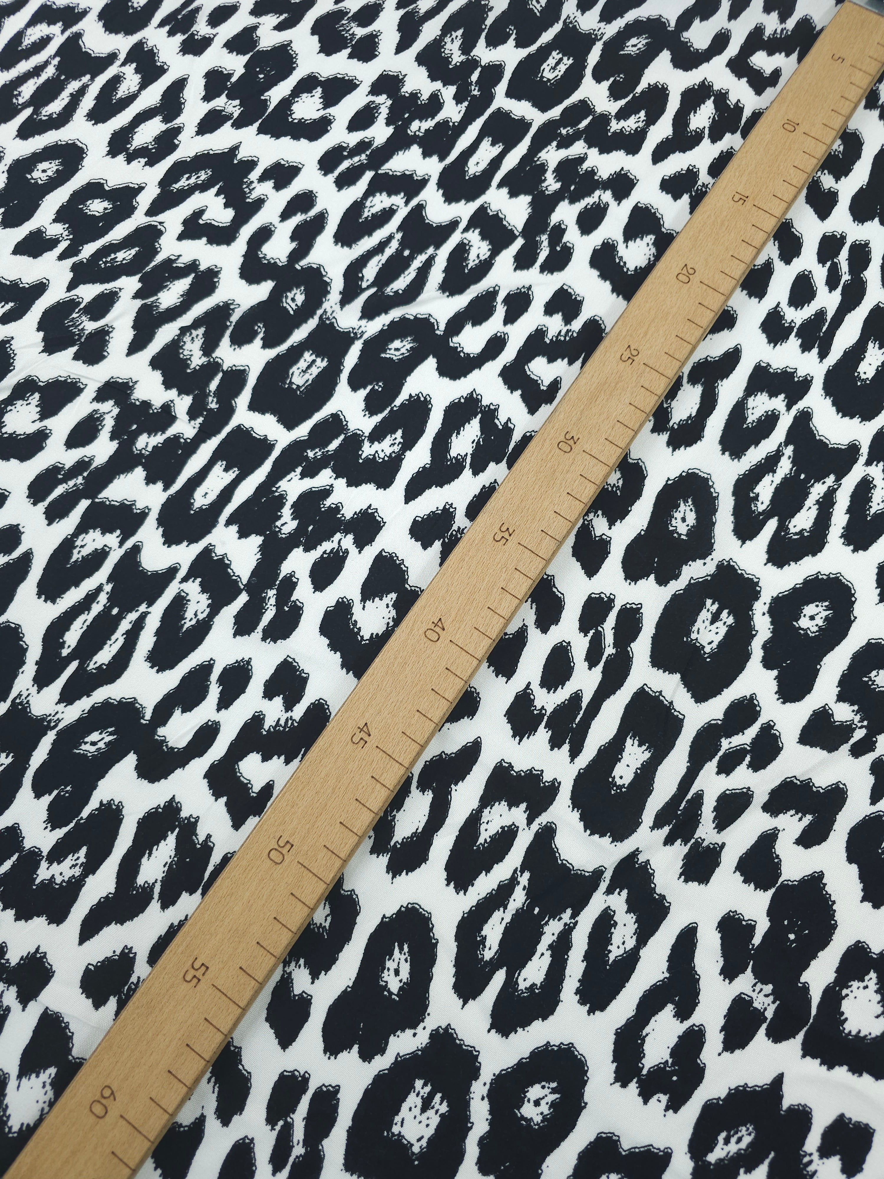 Black/White Leopard Viscose Challis