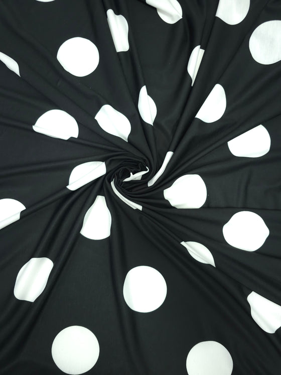 Black/White Large Polka Viscose Jersey