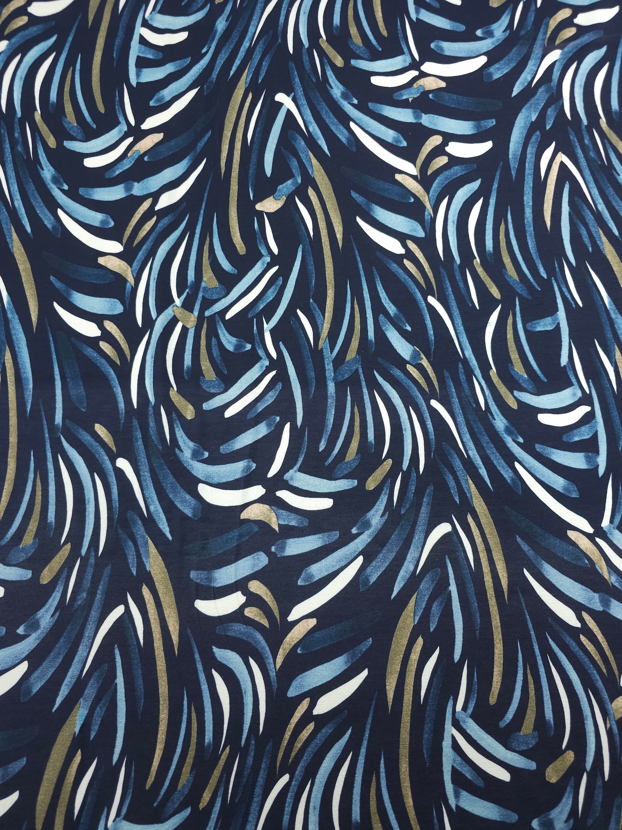 Navy Abstract Petal Stroke Viscose Jersey