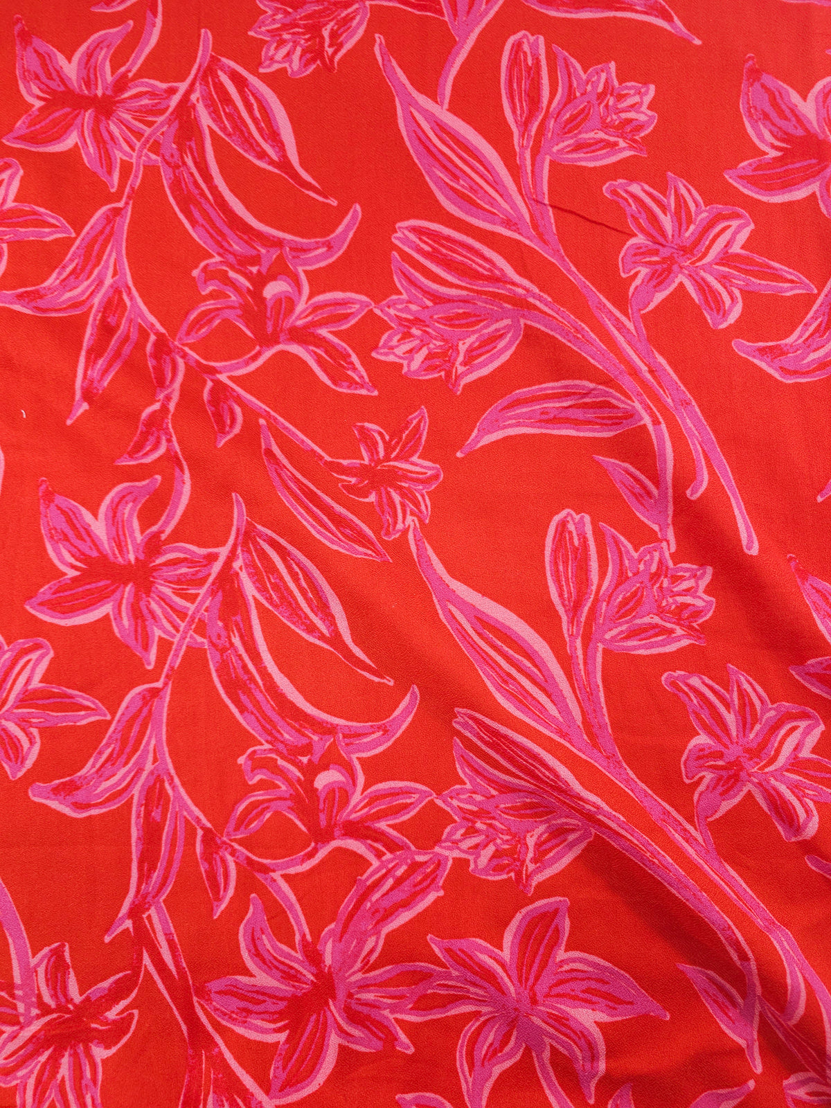 Red pink fauna design Viscose crepe- 1.3m piece