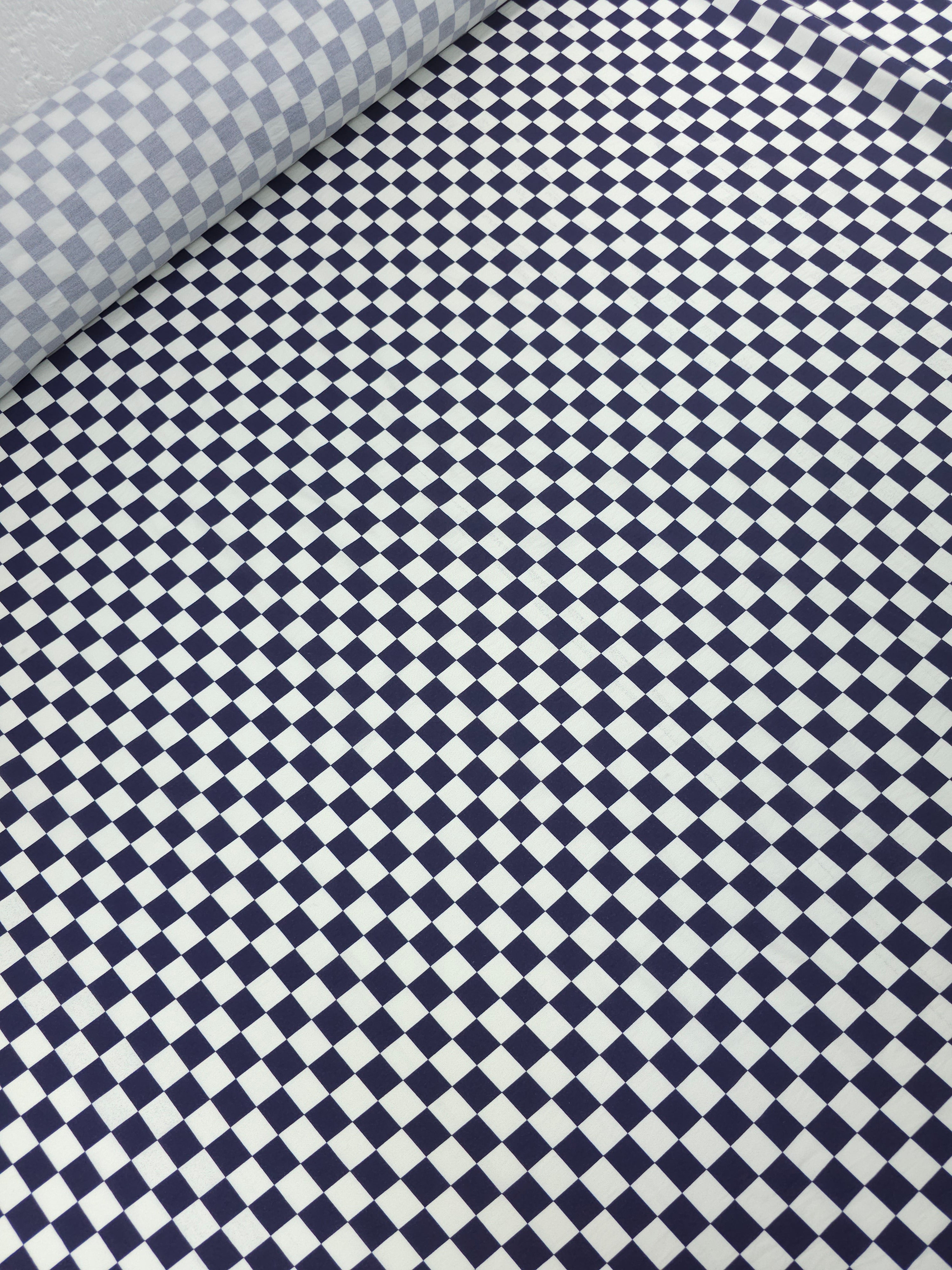 Dark Purple/Ivory Checkerboard Modal Viscose