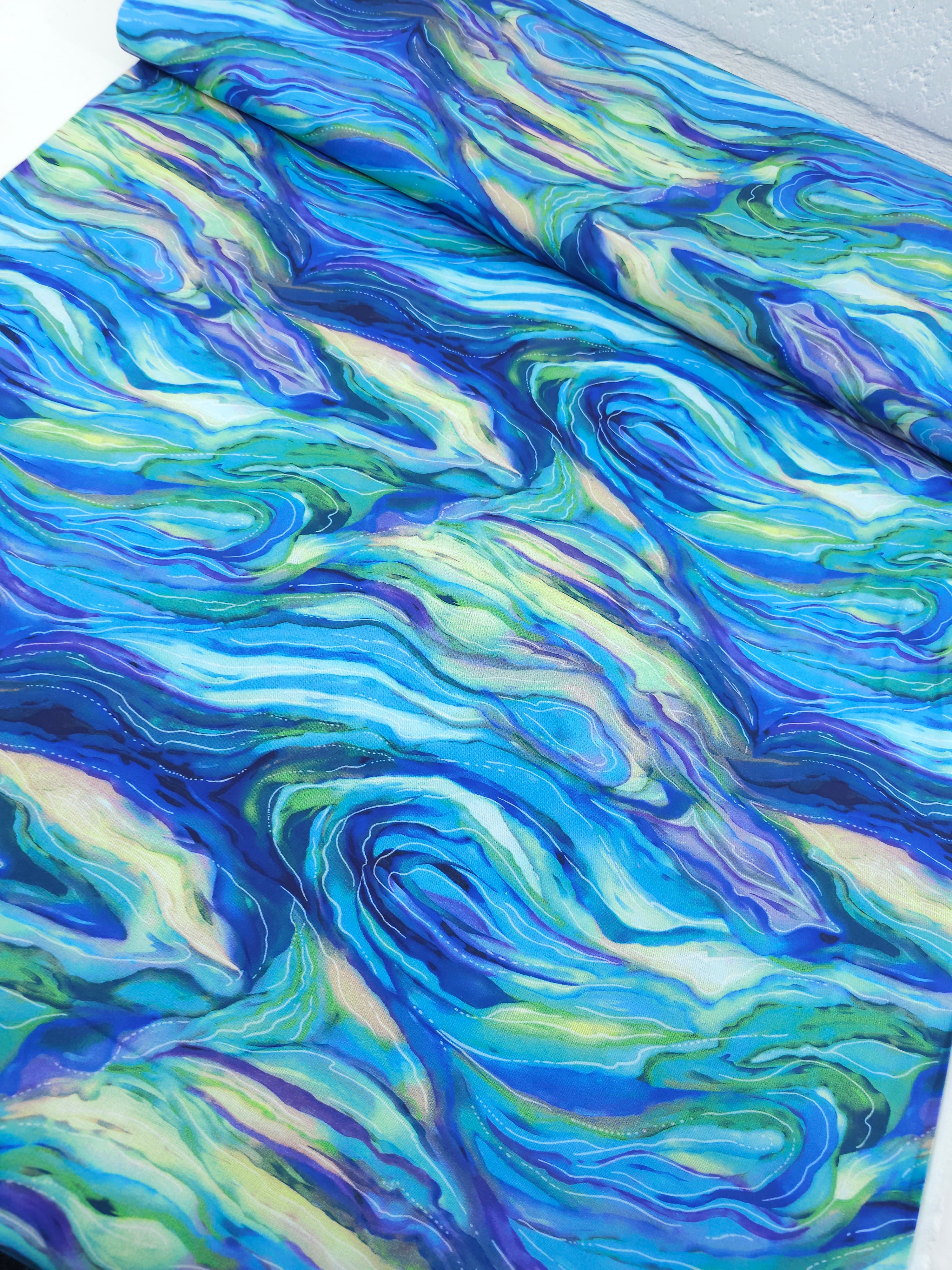 Blue/Green Wild Wave 100% Cotton 106" - Robert Kaufman *EXTRA WIDE*