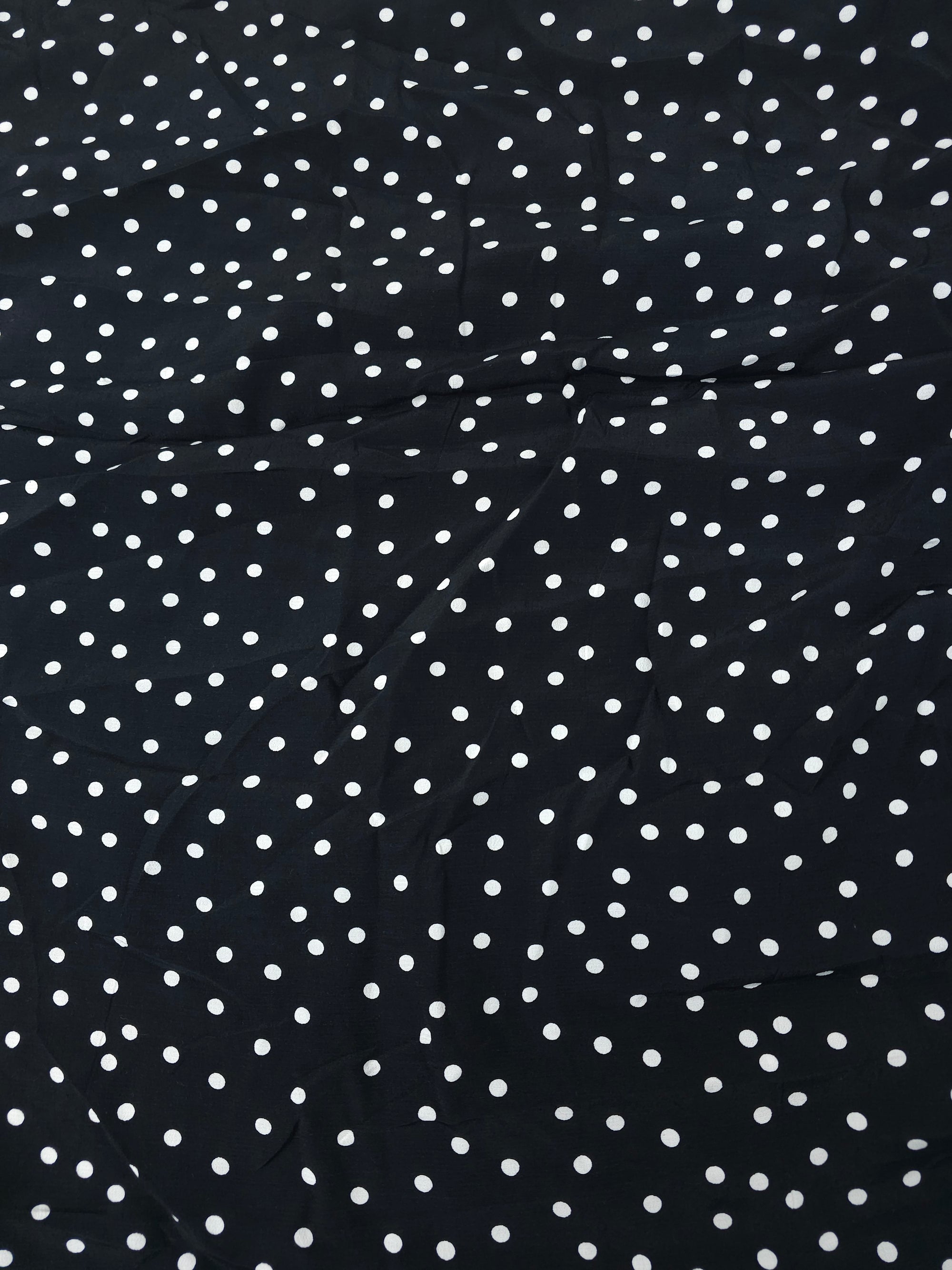 Black glitter polka dot Viscose crepe- 1.7m piece