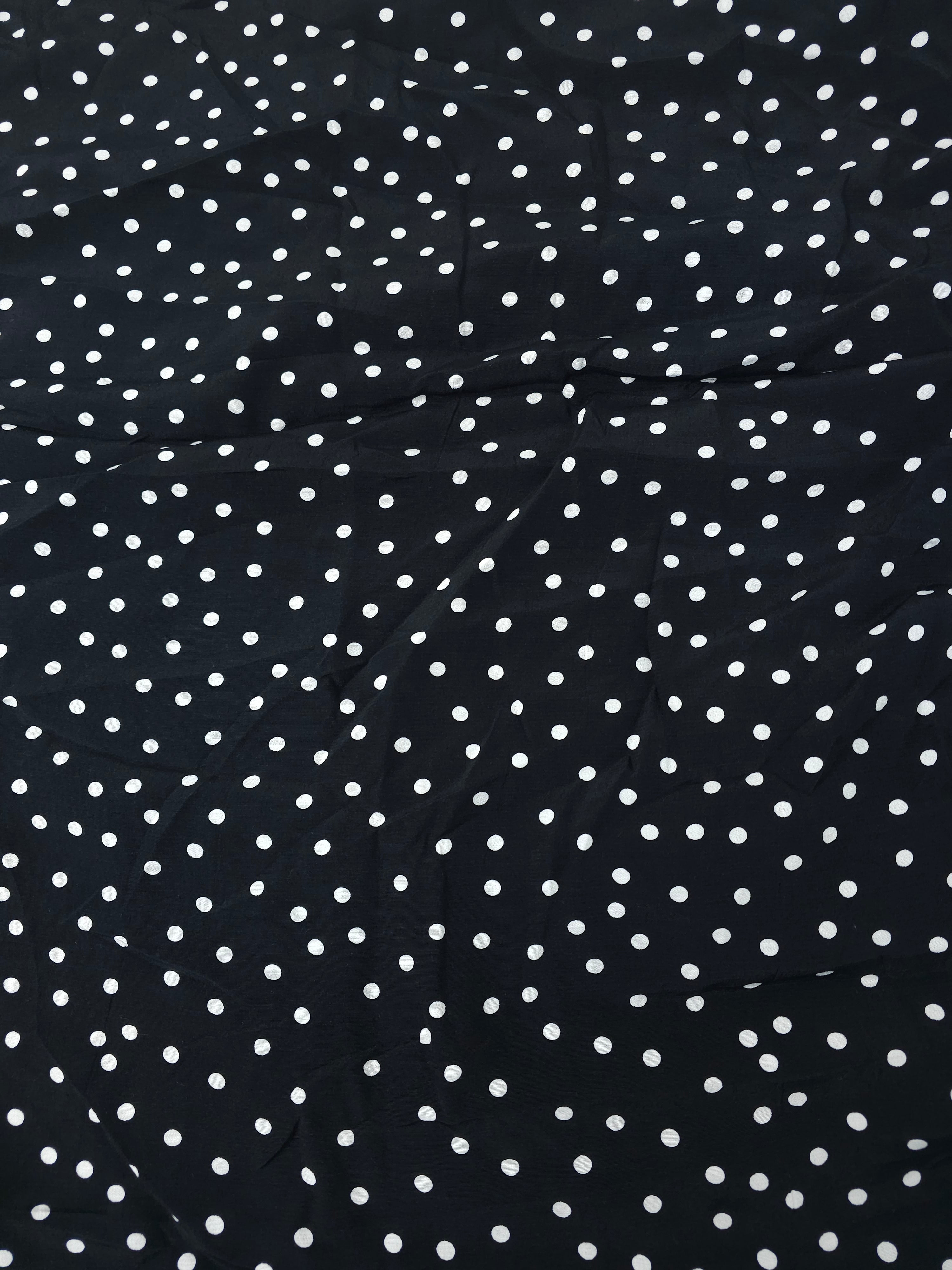 Black glitter polka dot Viscose crepe- 1.7m piece