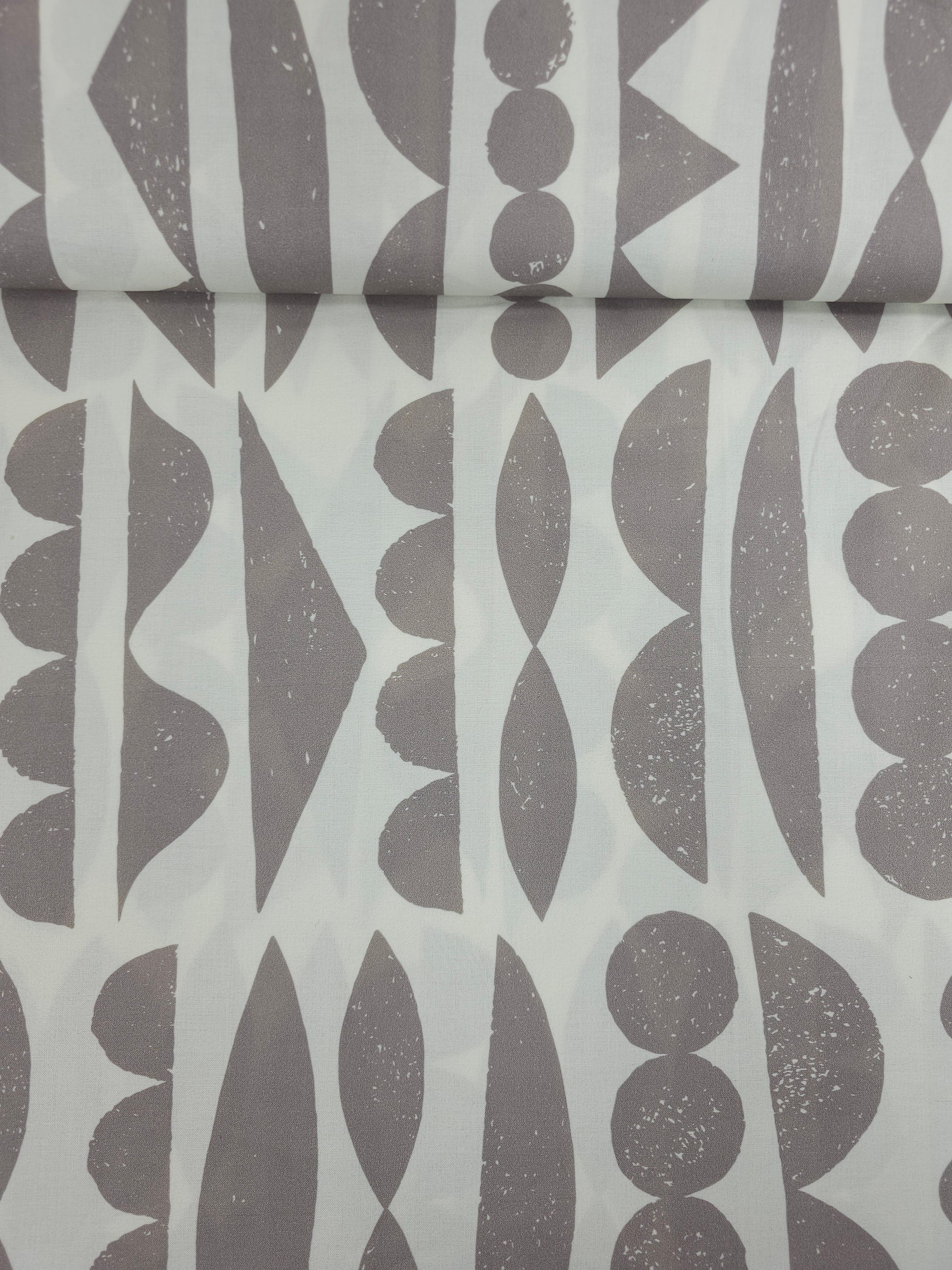 Taupe/Ivory Abstract Shape Sorter 100% Cotton 108" *EXTRA WIDE*