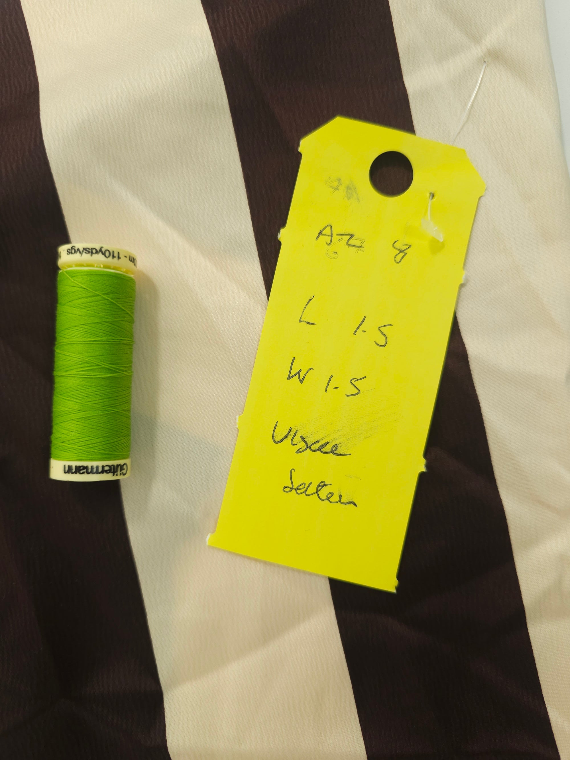 Thick brown stripe Viscose sateen- 1.5m piece