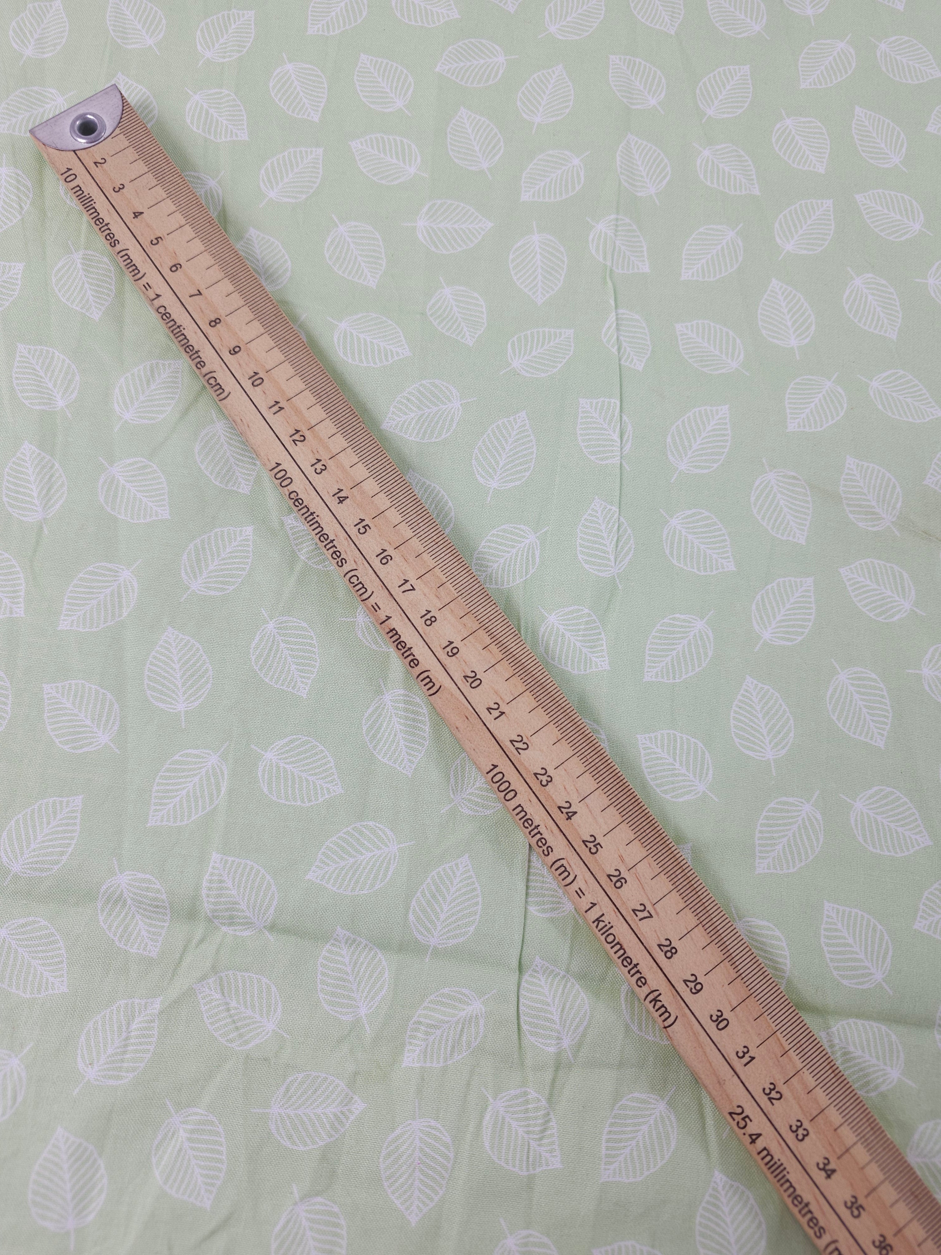 Pale Green Floating Leaf 100% Cotton