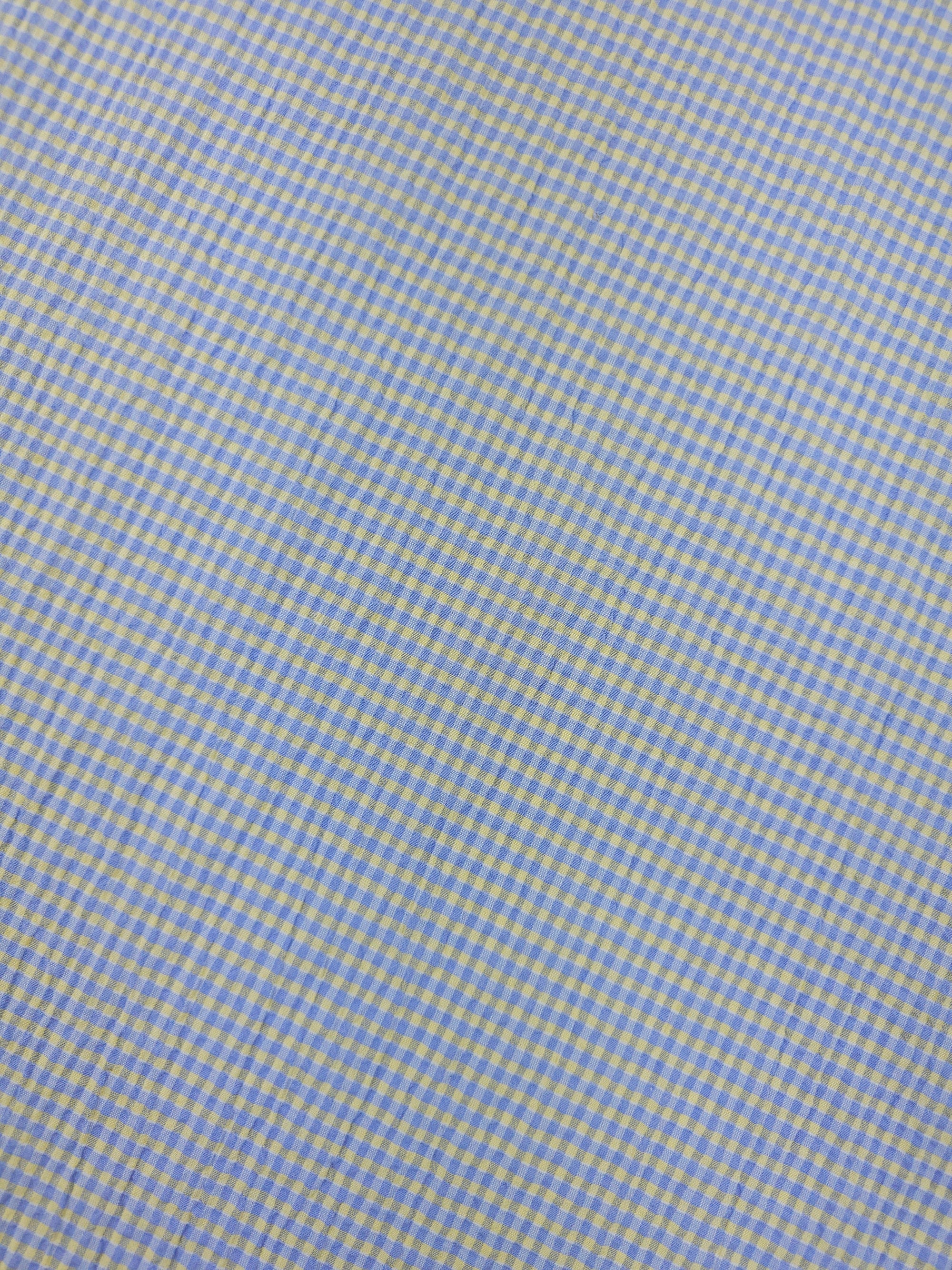 Baby Blue/Yellow Mini Gingham Crinkle Poly Cotton
