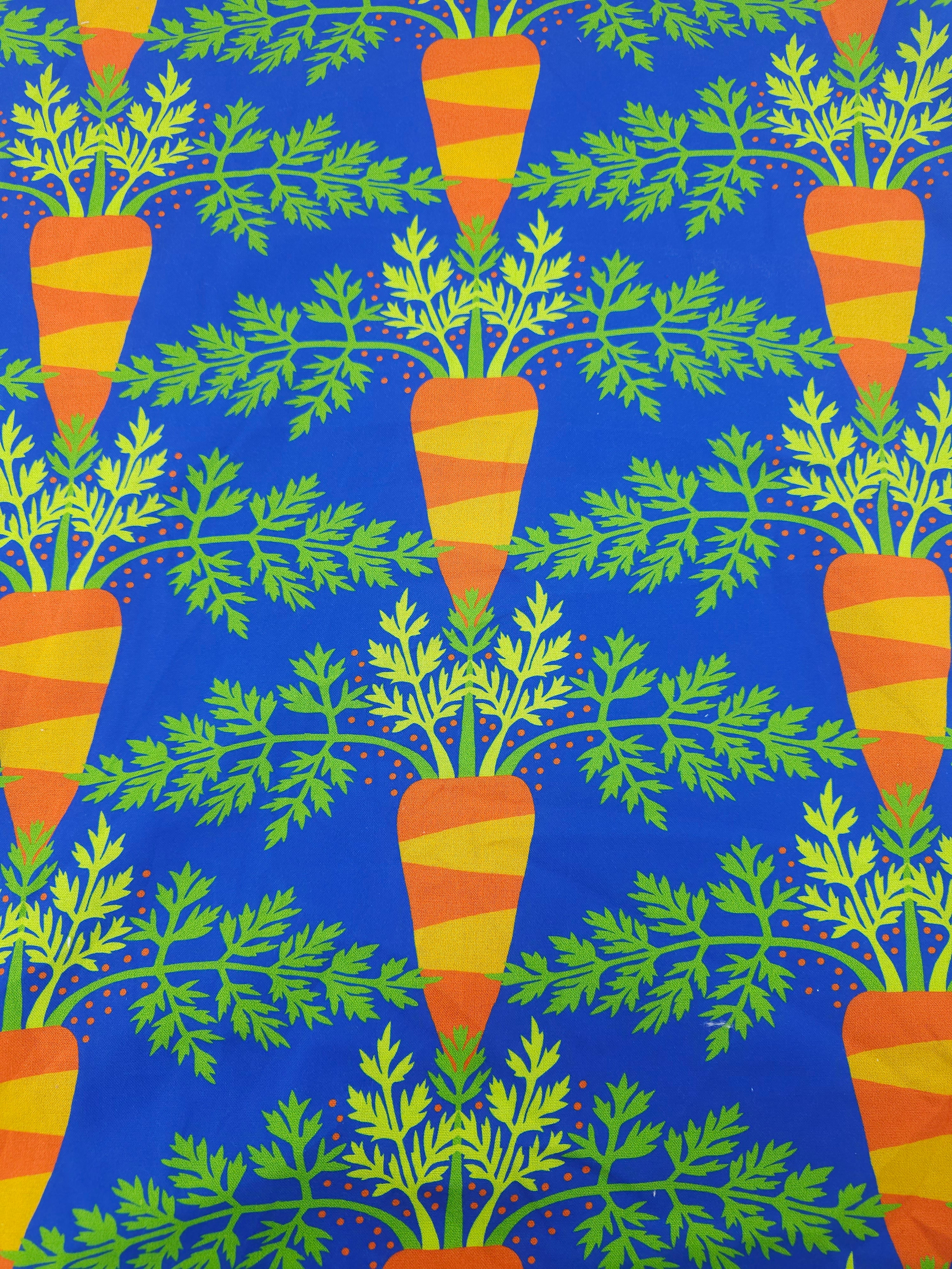 Blue Novelty Carrots 100% Cotton - Free Spirit