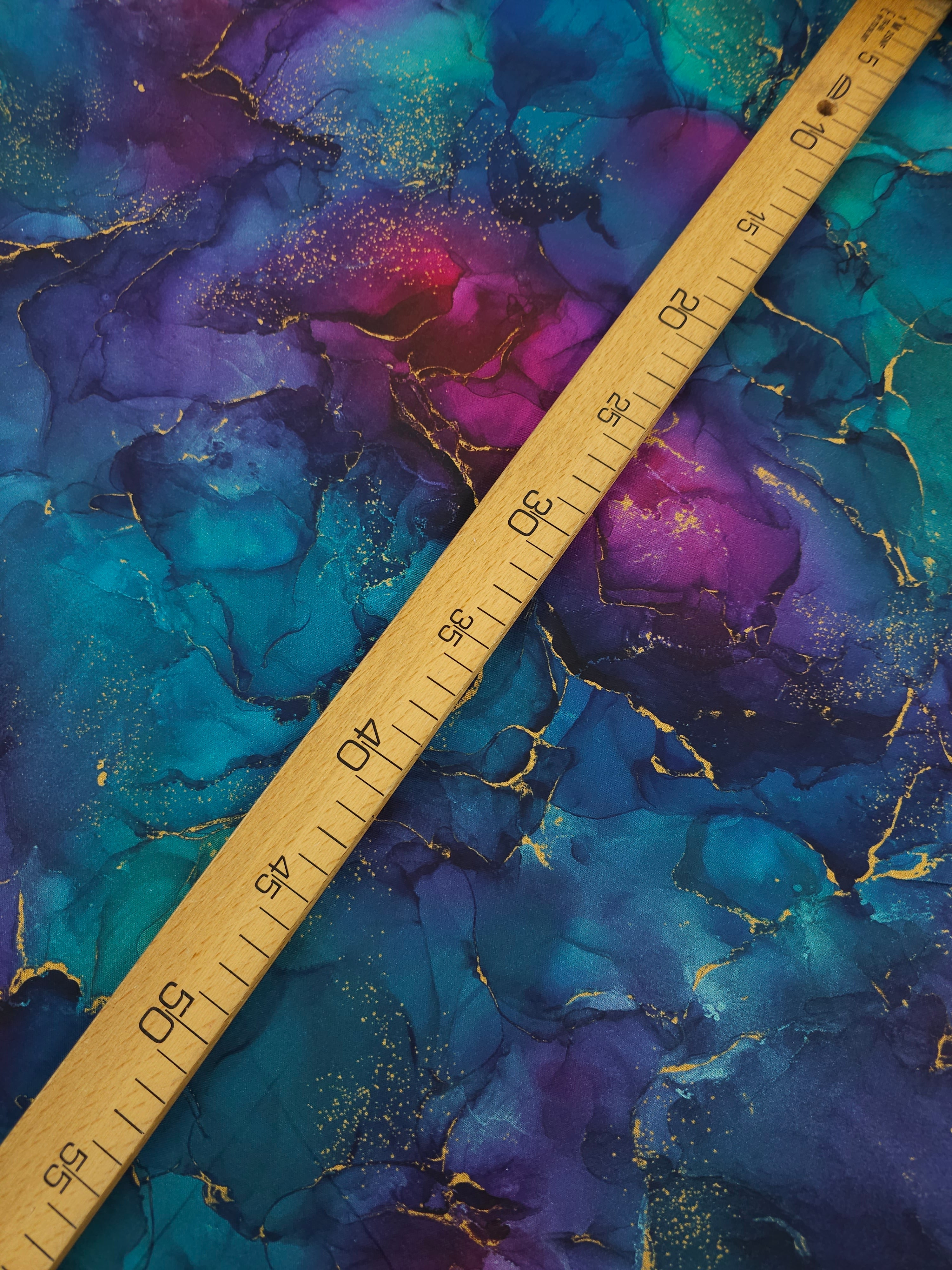 Magenta/Teal Gold Marble 100% Cotton 106" *EXTRA WIDE*