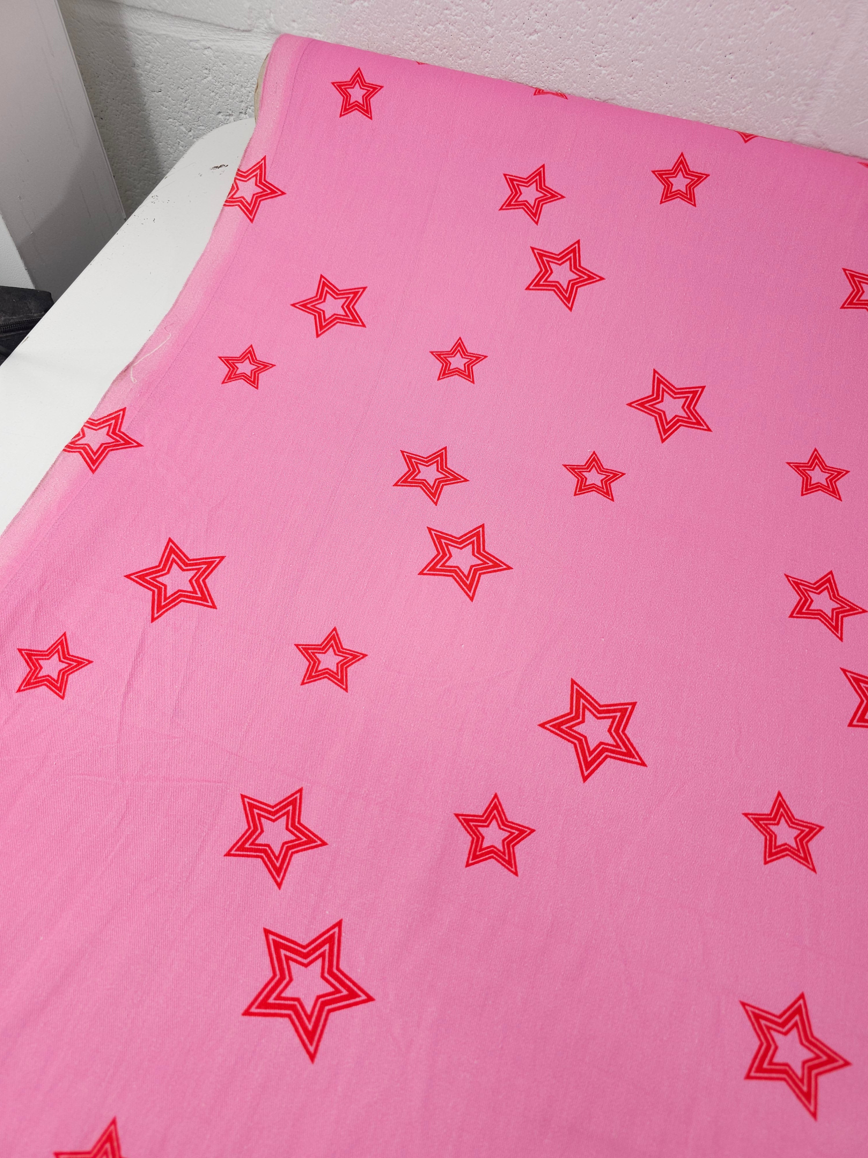 Pink/Red Star Mediumweight Cotton