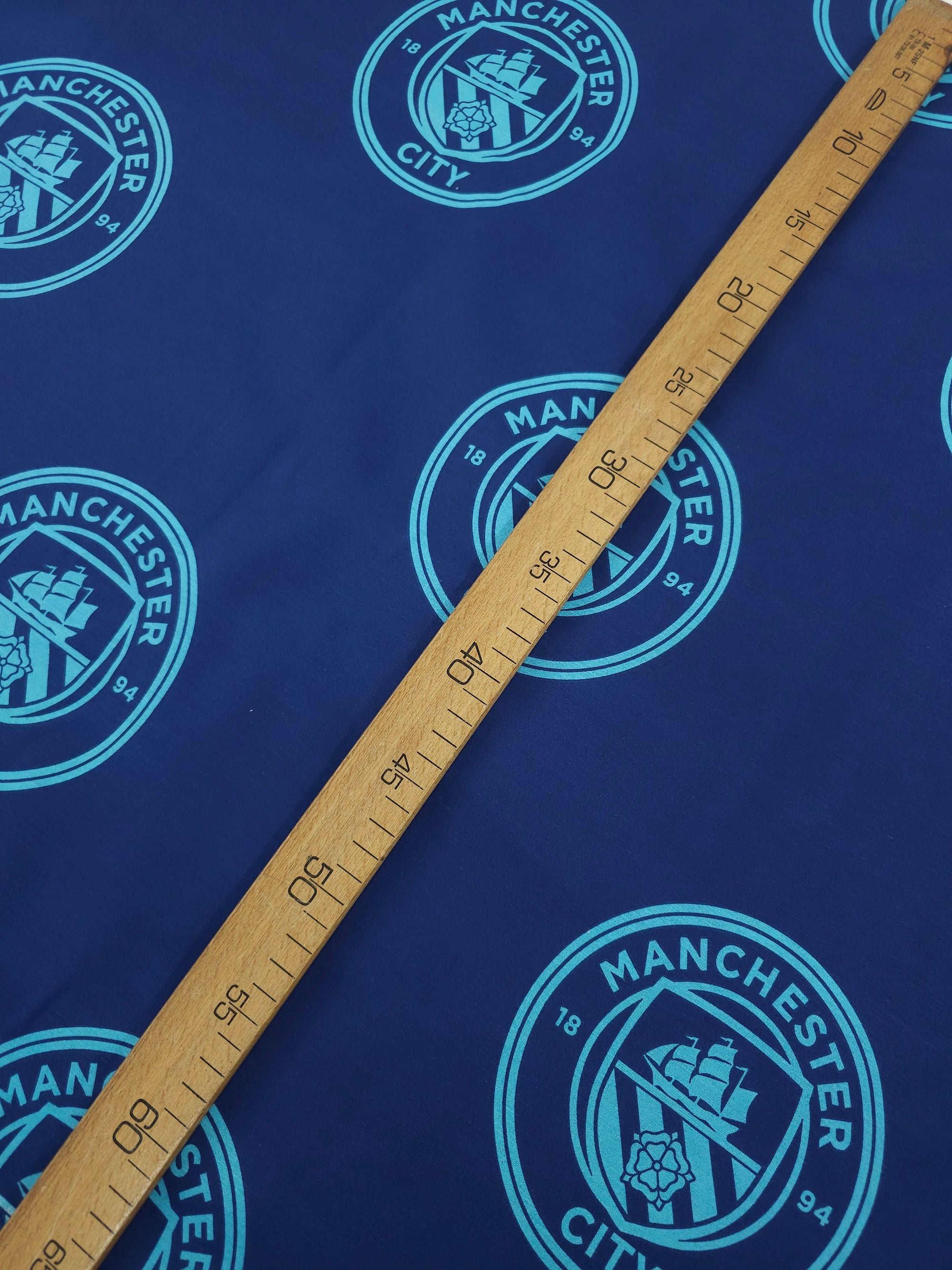 Manchester City FC Emblem 100% Cotton Football Fabric 106" *EXTRA WIDE*