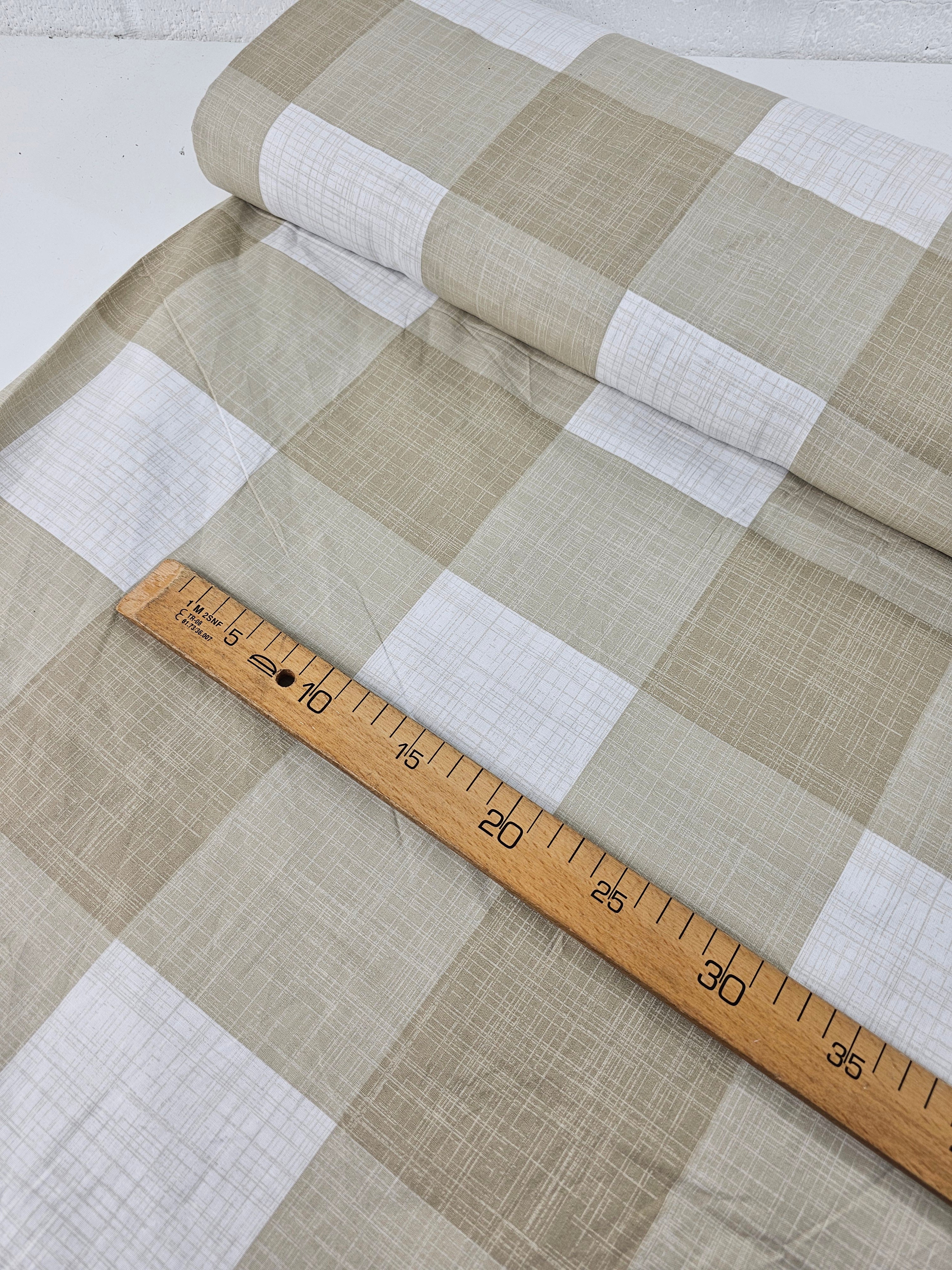 Oat Large Check 100% Cotton *EXTRA WIDE*