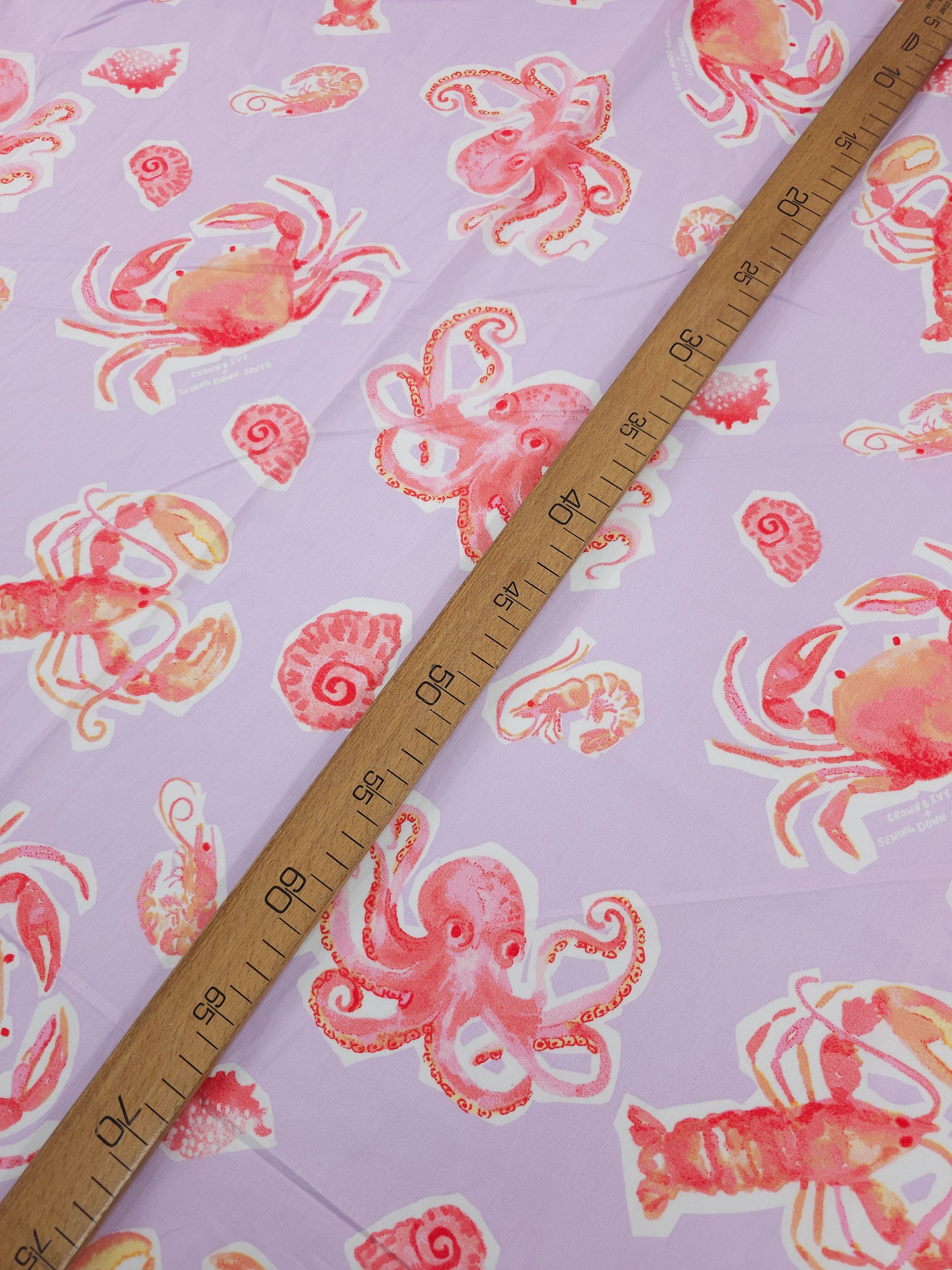 Lilac Crab Lobster Cotton Poplin - Crown & Ivy