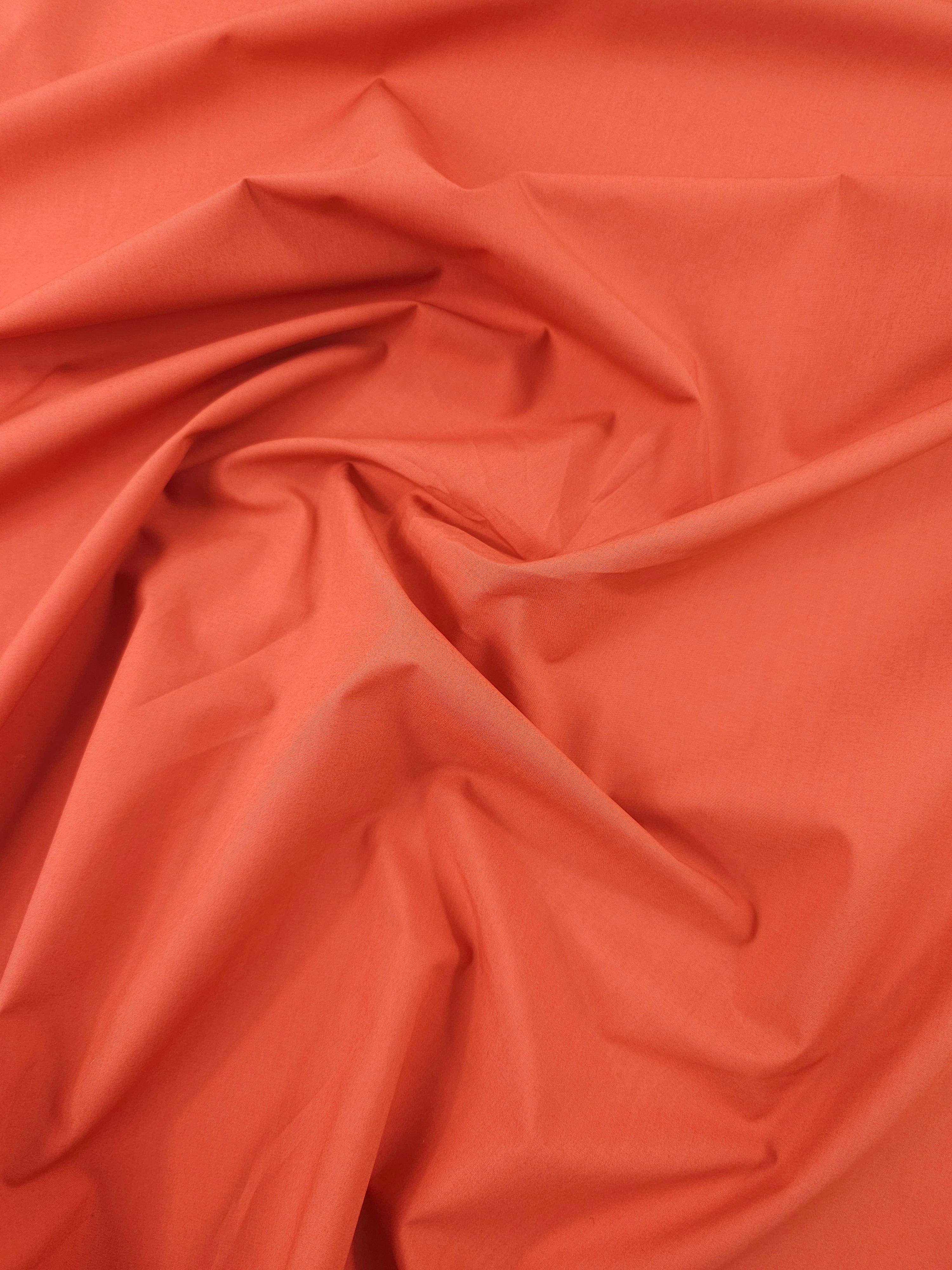 Orangey Red Cotton Poplin