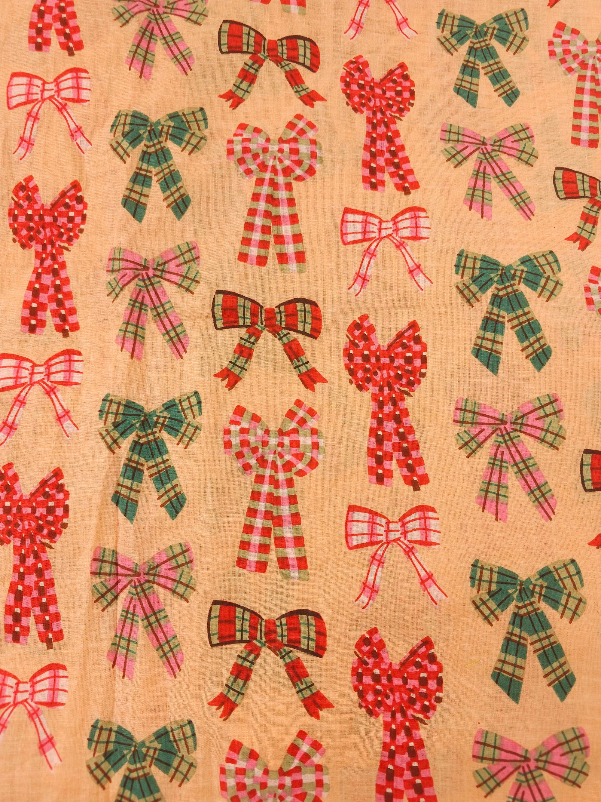Peach Bows Cambric Cotton- 1.8m piece