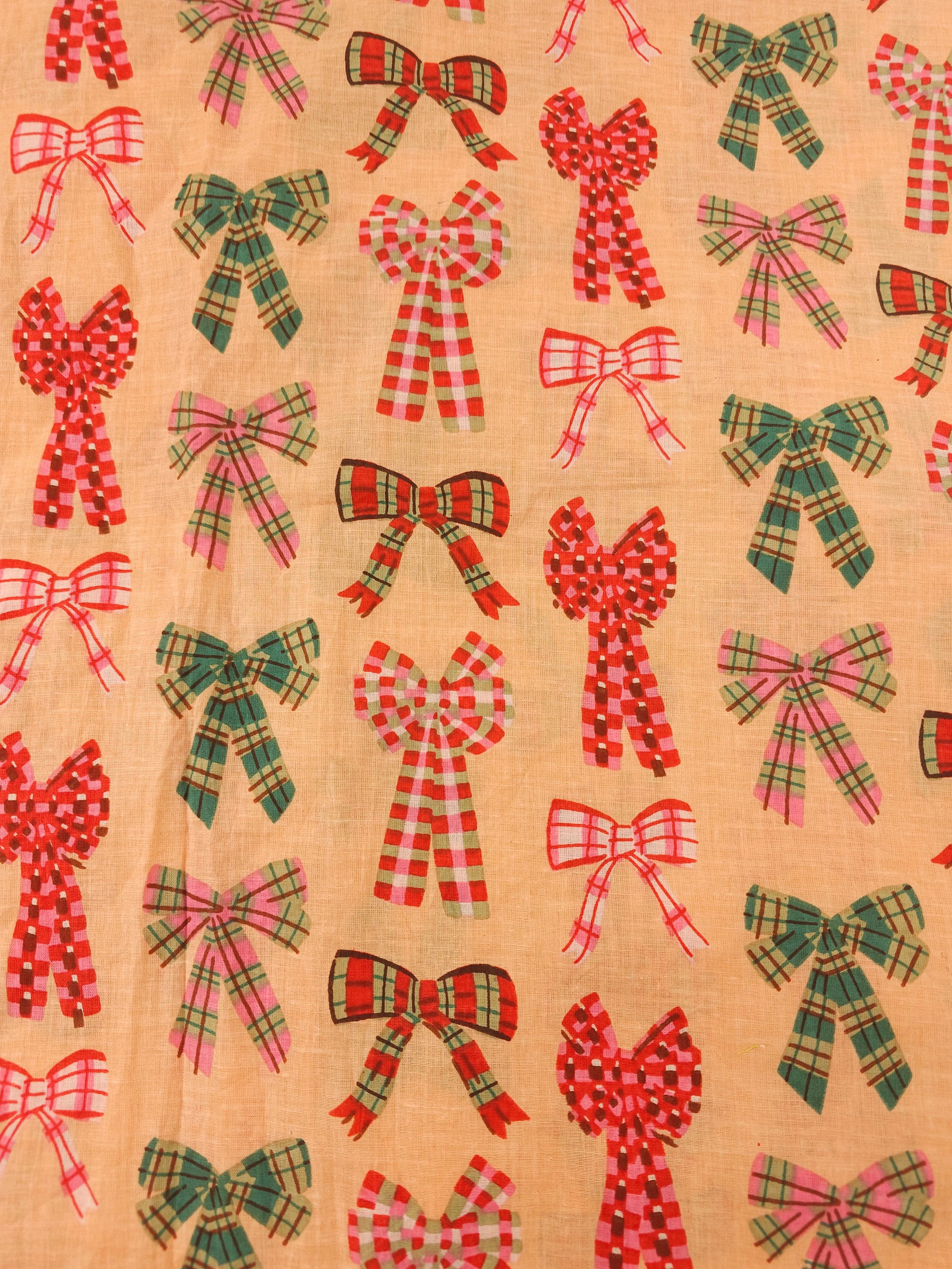 Peach Bows Cambric Cotton- 1.8m piece