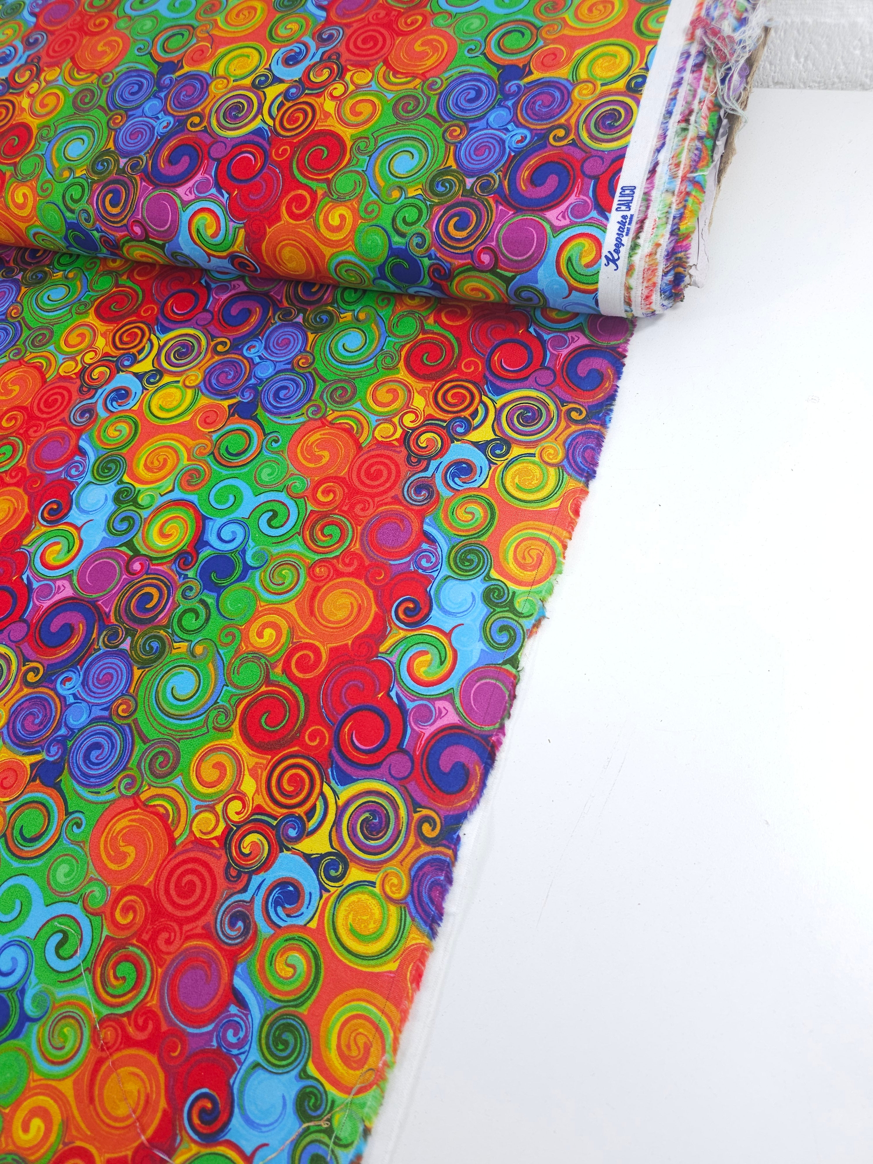 Multicolour Groovy Circle Swirl 100% Cotton
