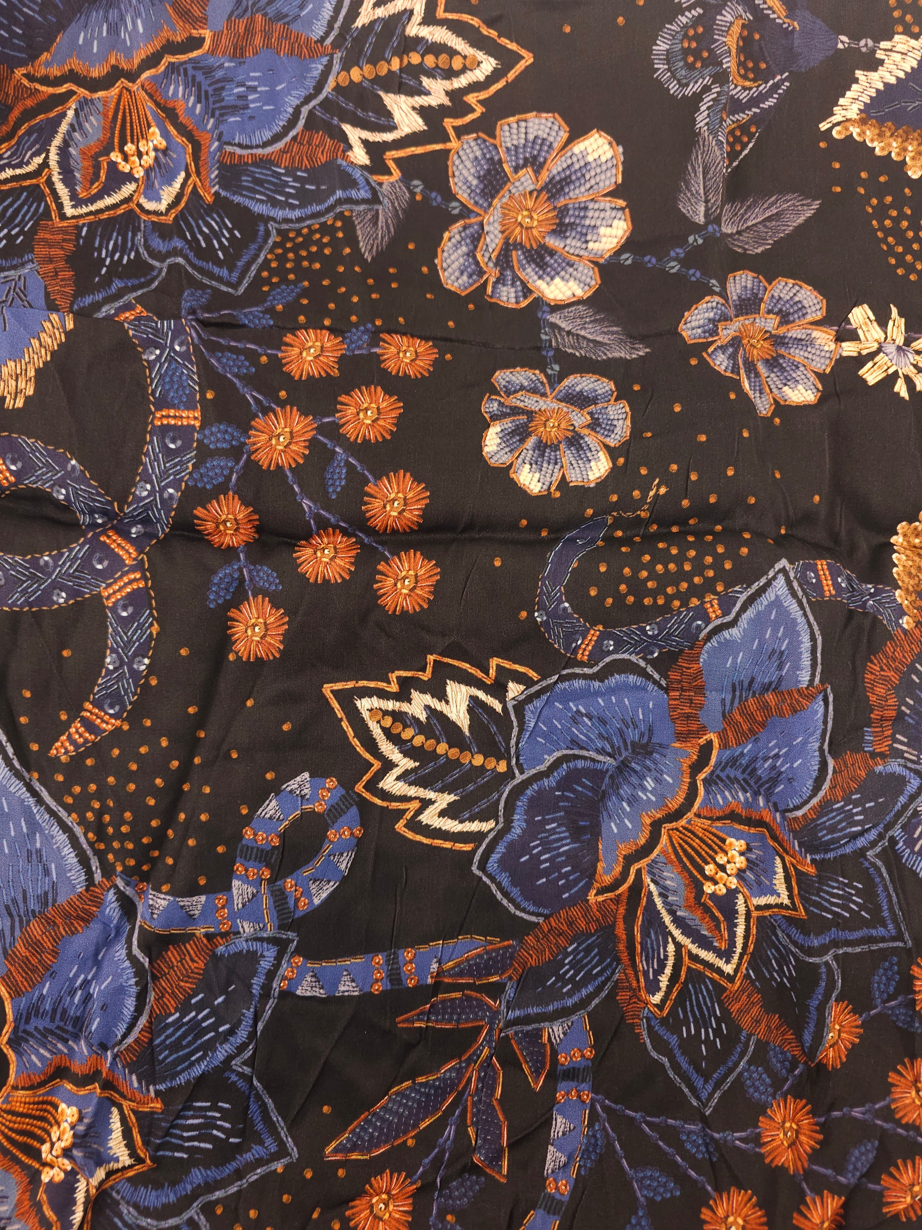 Brown snake floral Viscose sateen- 2.8m piece