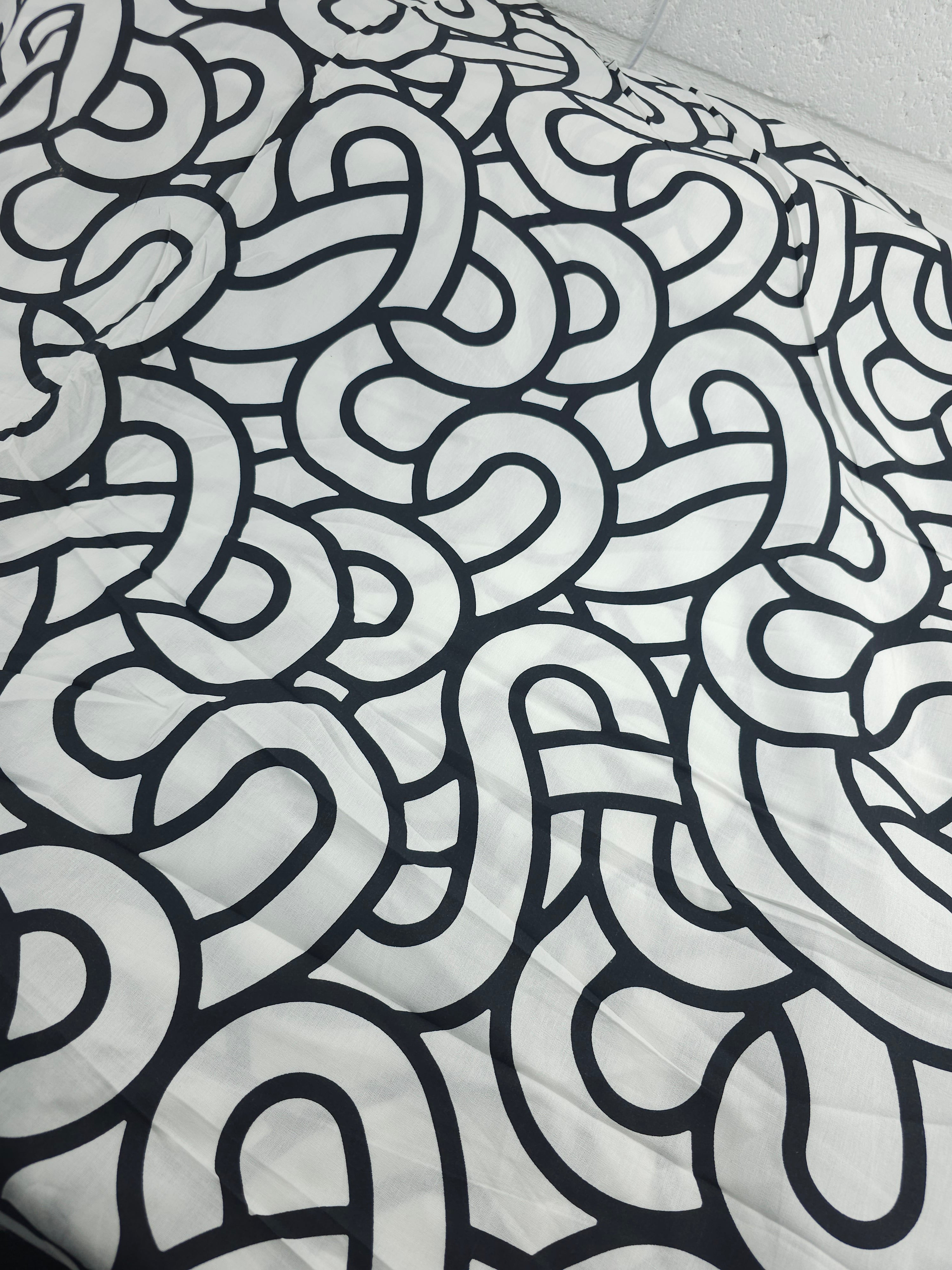 White/Black Small Knot Links 100% Cotton 90" - Ikea *EXTRA WIDE*