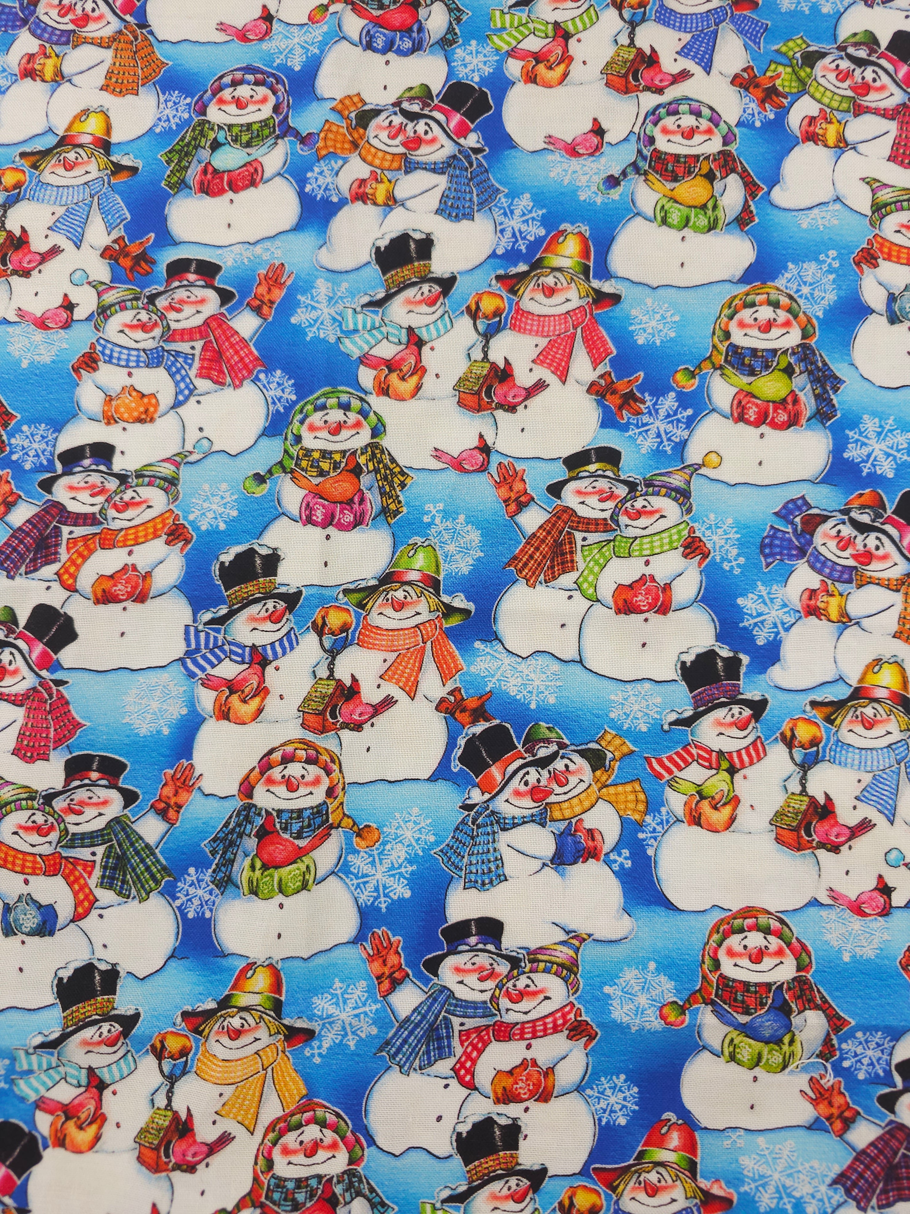 Happy snowman Cotton- 1.2m piece
