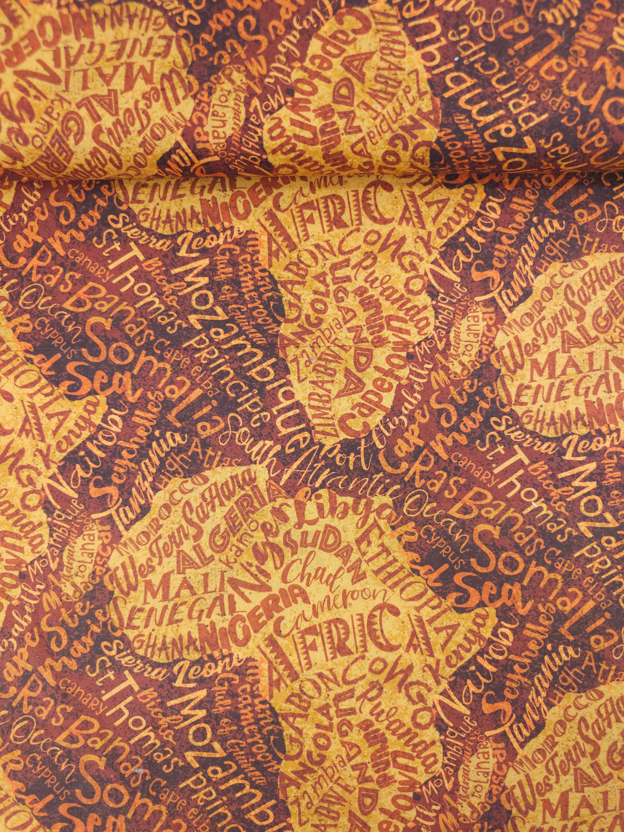 Retro Map Of Africa 100% Cotton - Michael Miller