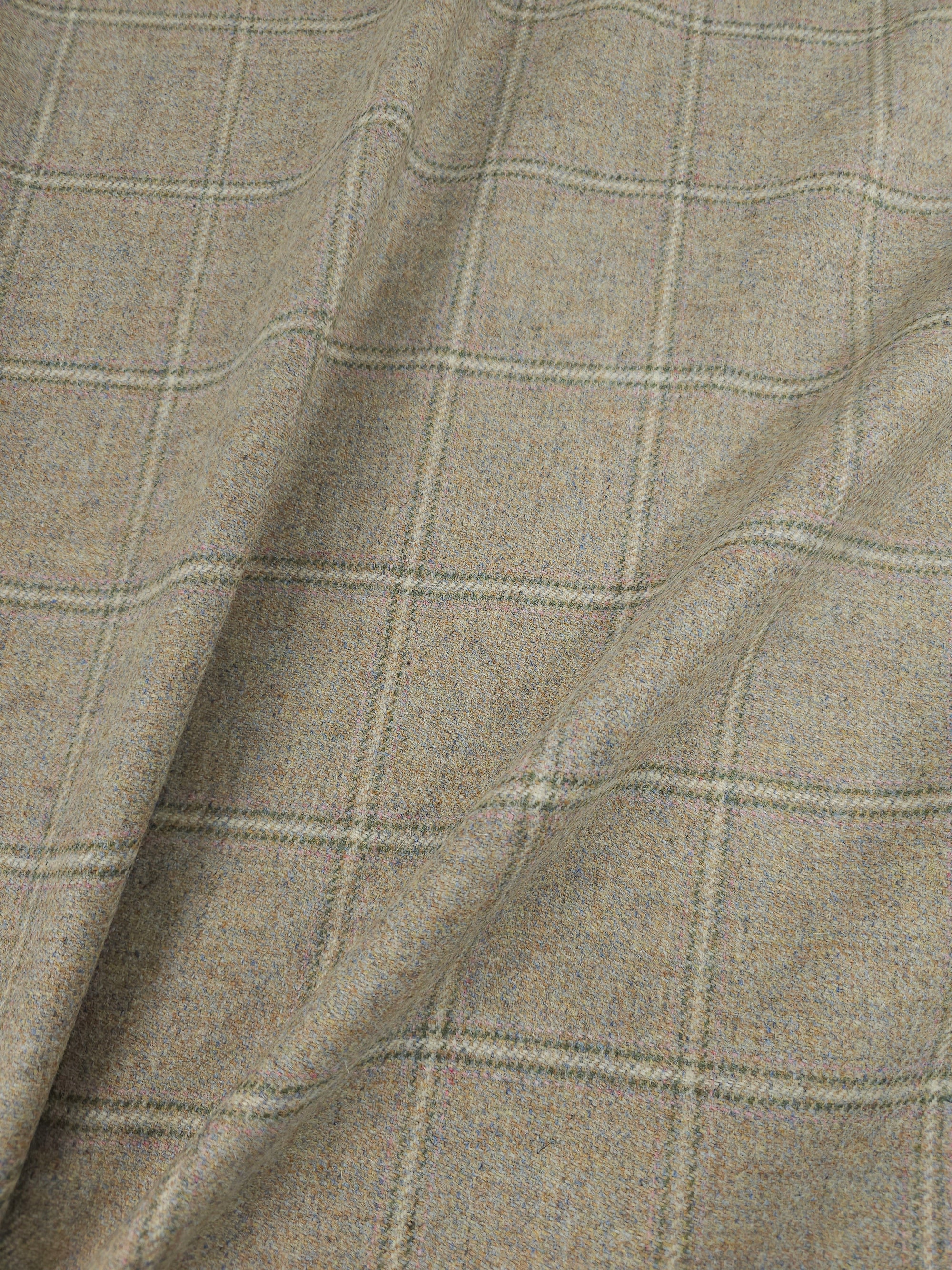 Beige/Multicolour Speckle Square Check Soft 100% Wool *ABRAHAM MOON*