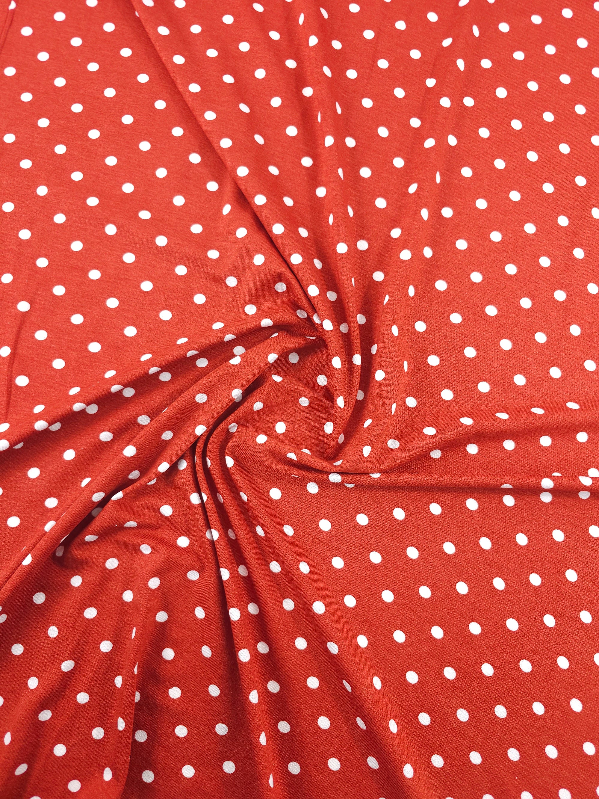 Rustic Brick Small Polka Dot Viscose Jersey